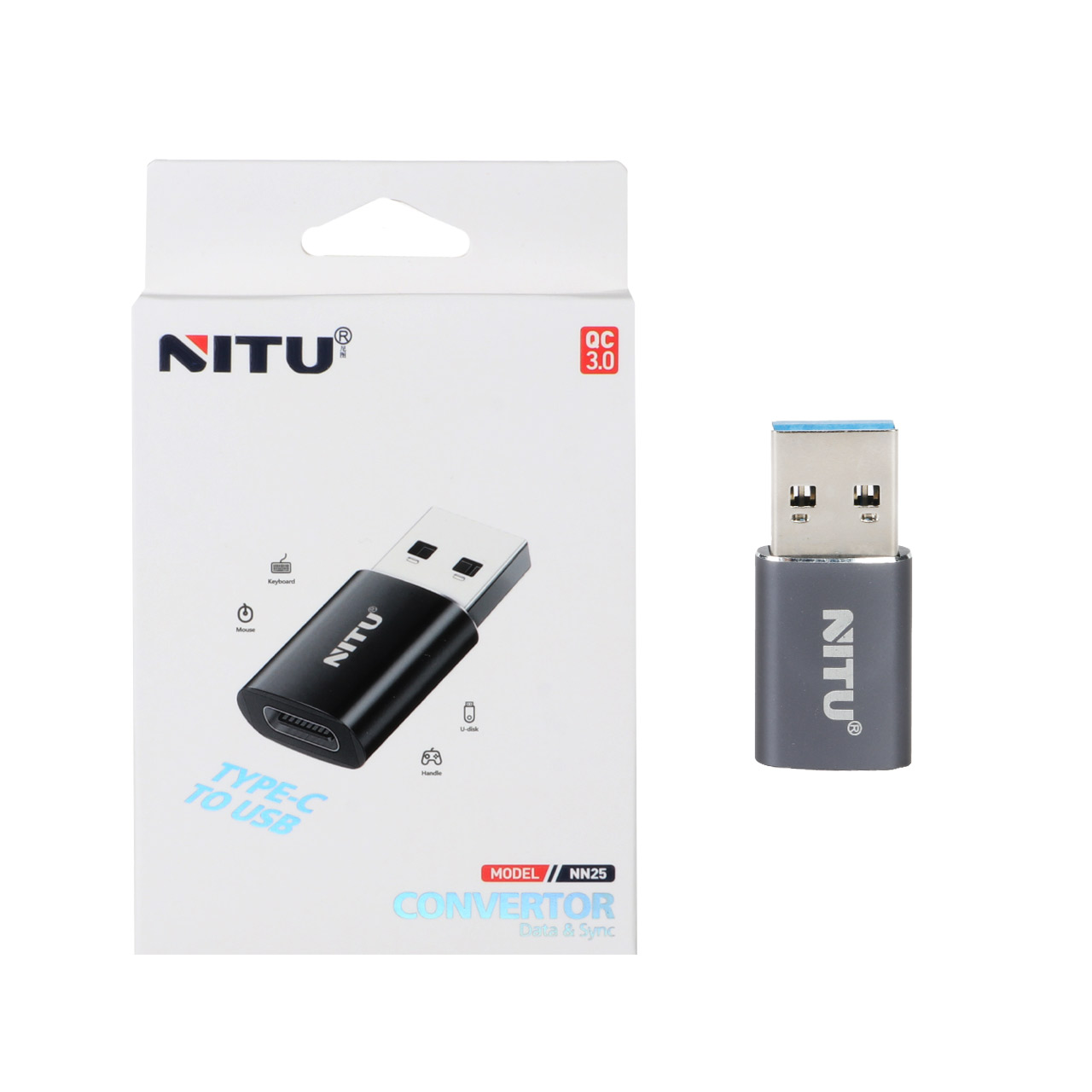 تبدیل NITU Type-C TO USB مدل NN25 - خاکستری (گارانتی 18 ماه تعویض نیکان همراه)