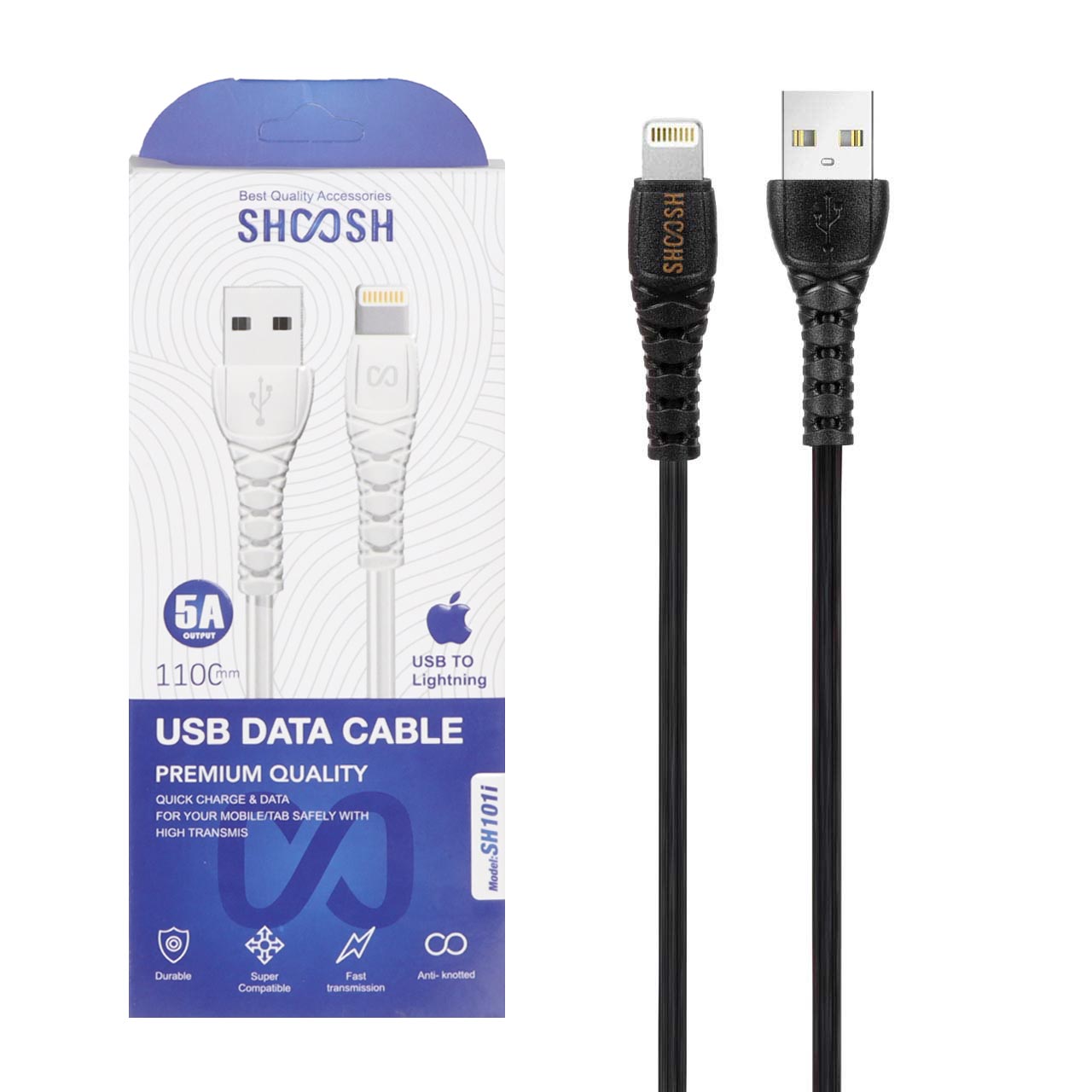 کابل شارژ 1.1 متری فست آیفون Shoosh مدل SH101i - مشکی - SMO