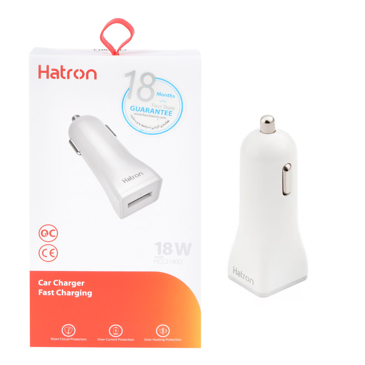 شارژر فندکی 18W فست دو پورت Hatron مدل HCC2180Q - سفید