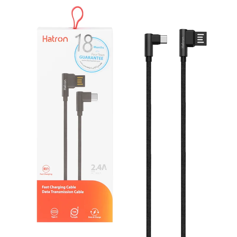 کابل شارژ فست Hatron Type-C مدل HC180UC - مشکی
