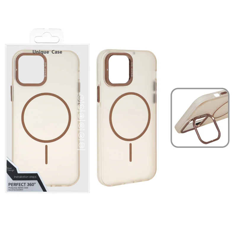 قاب Bracket Lens مات MagSafe لنز استندشو Apple iPhone 12 Pro / iPhone 12 - صحرایی (پک دار)