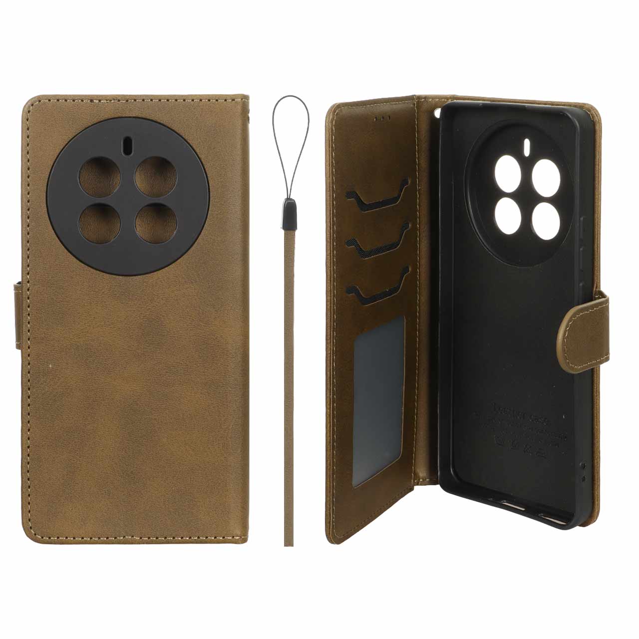 کیف موبایل مگنتی درجه یک داخل خز MNC Plus مدل Realme 12 Pro Plus - سبز زیتونی