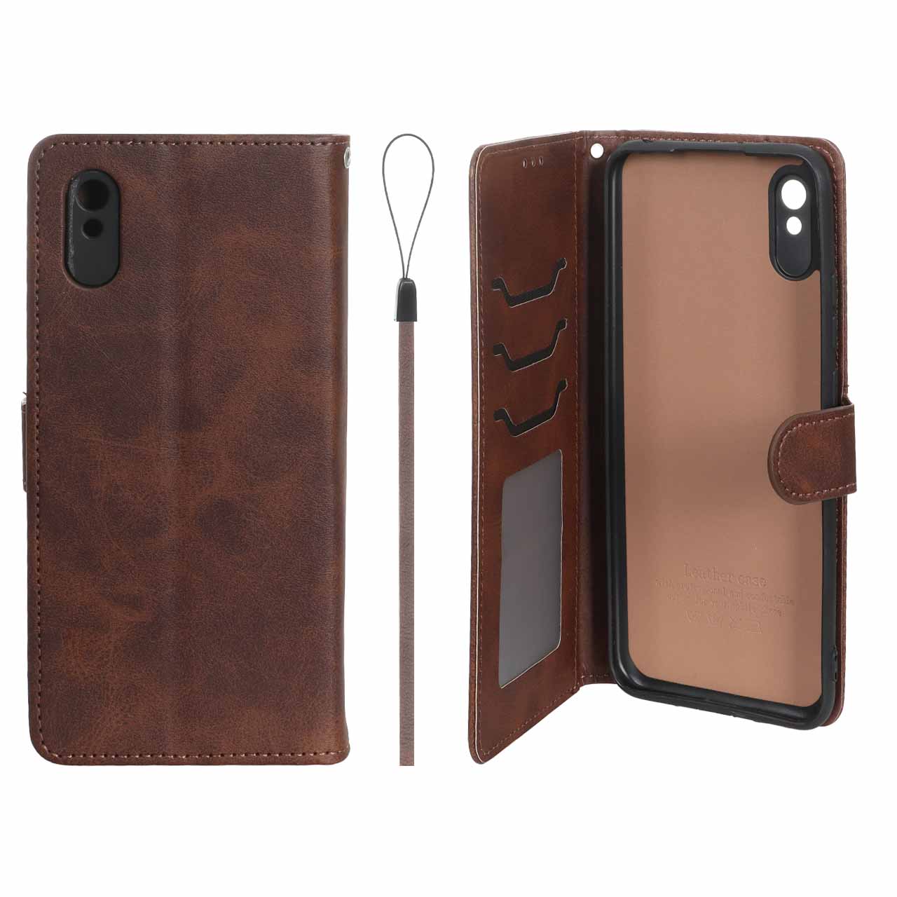 کیف موبایل مگنتی درجه یک داخل خز MNC Plus مدل Xiaomi Redmi 9A / Redmi 9A Sport / Redmi 9AT - قهوه ای