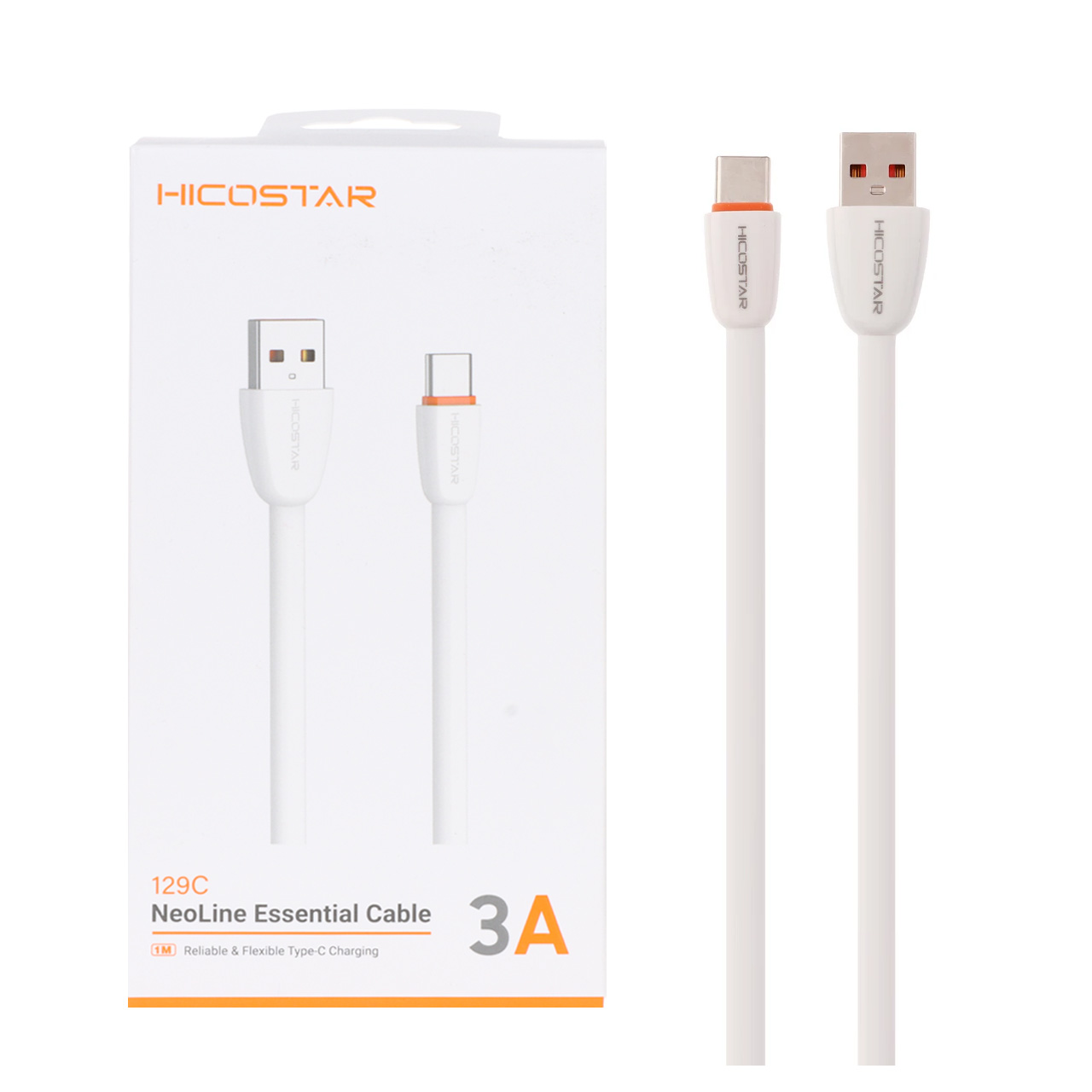 کابل شارژ فست Hicostar Type-C مدل 129C - سفید