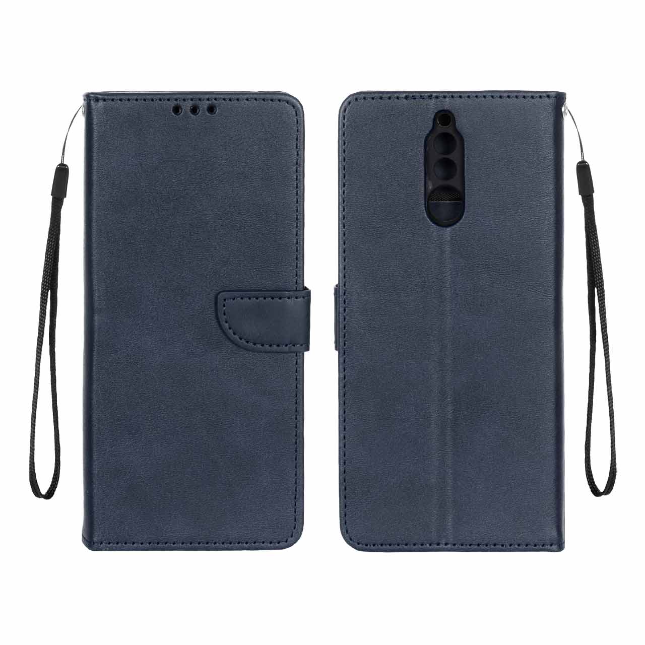 کیف چرمی موبایل مگنتی محافظ لنزدار Huawei Mate 10 Lite - سرمه ای