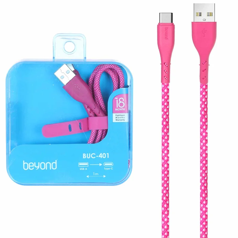 کابل شارژ فست beyond Type-C مدل BUC-401 - سرخابی