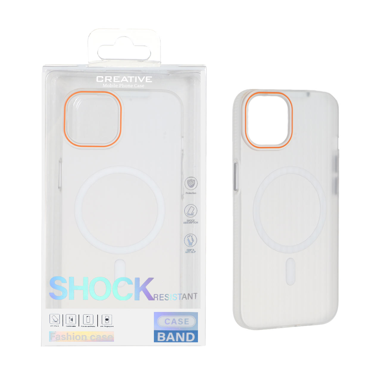 قاب اورجینال کرکره ای مات Magsafe مدل Apple iPhone 13 / iPhone 14 - سفید (پک دار)