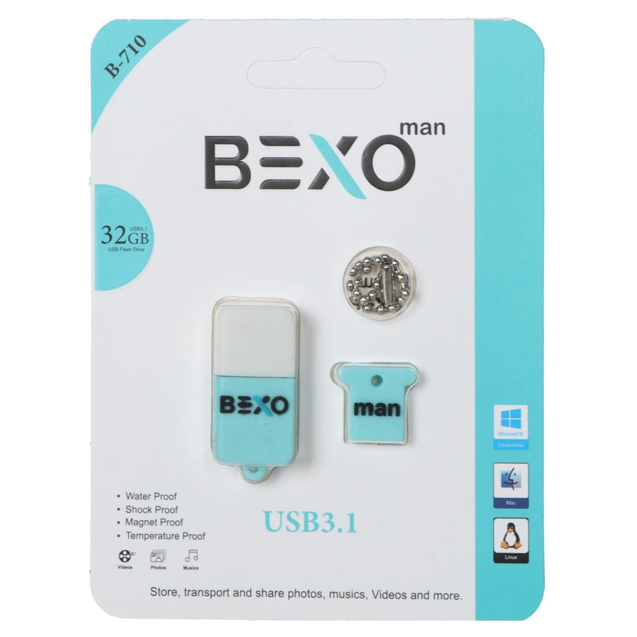 BEXO B-710 USB3.1 Flash Memory-32GB (گارانتی داده پردازی آواتک) آبی روشن