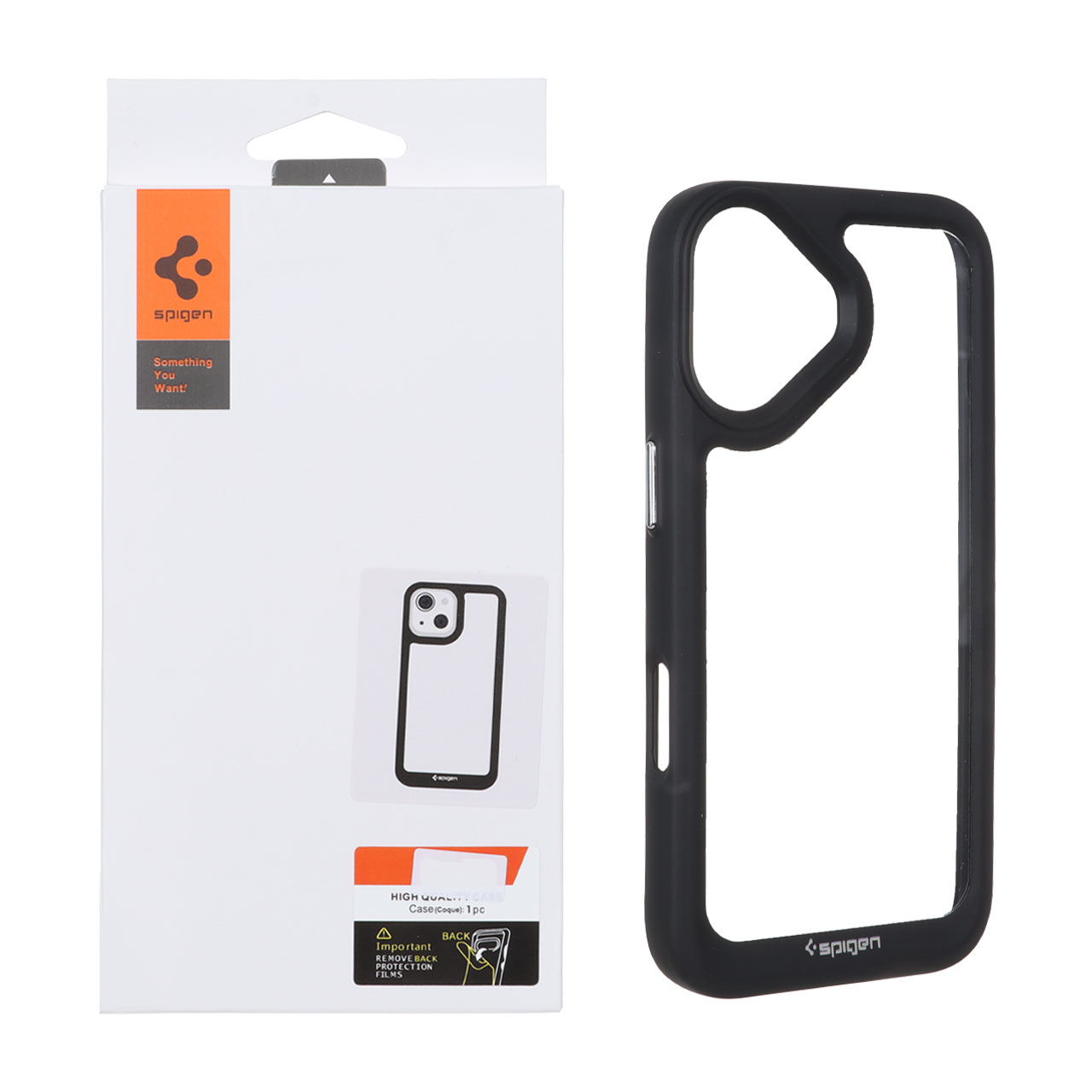 قاب اورجینال Spigen مدل Apple iPhone 17 - شفاف مشکی (پک دار)