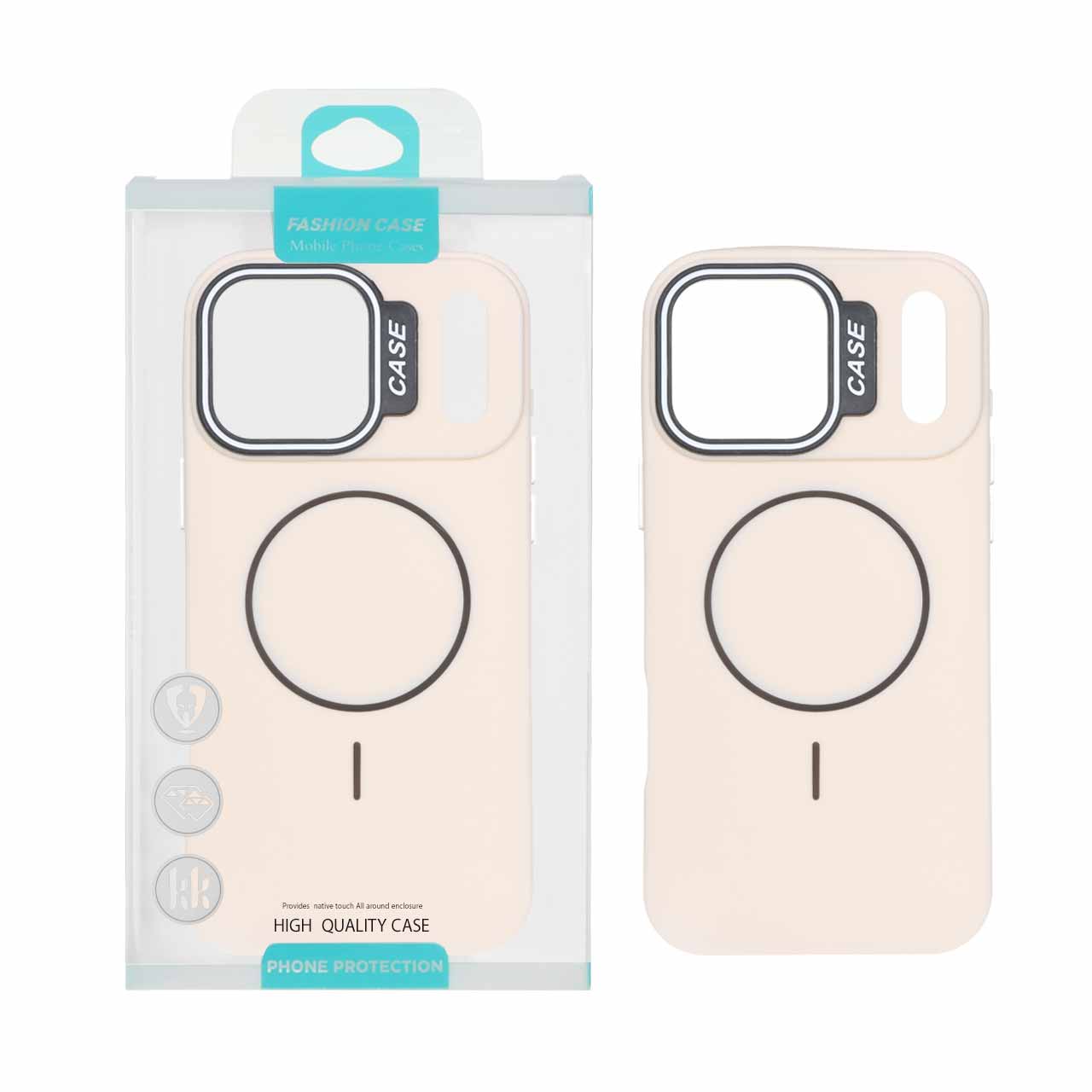 قاب طرح سیلیکون Magsafe پاستیلی Apple iPhone 17 Pro Max - کرم (پک دار)