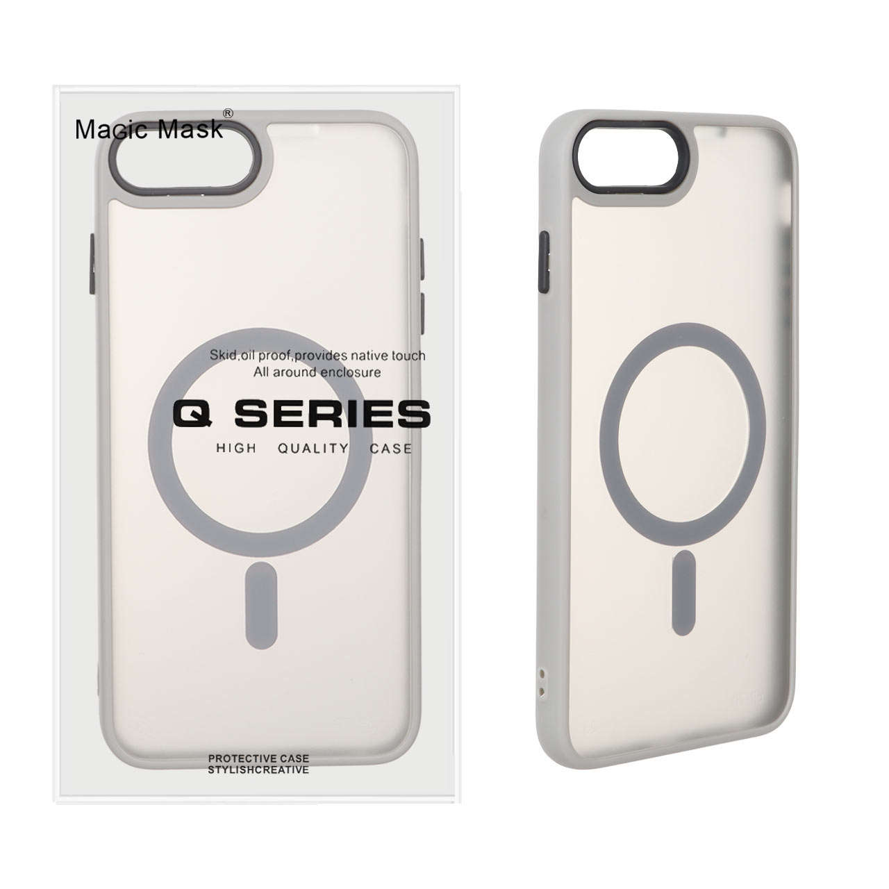 قاب اورجینال Magic Mask مات Magsafe بلک لنز Apple iPhone 7 Plus / iPhone 8 Plus - خاکستری (پک دار)