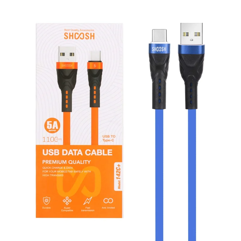 کابل شارژ 1.1 متری فست Shoosh Type-C مدل +SH142C - آبی - SMO