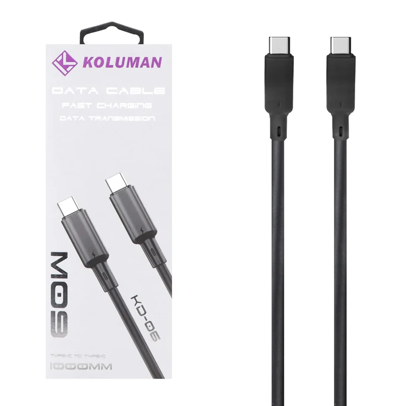 کابل شارژ فست Koluman Type-C to Type-C مدل KD-06 60W - مشکی (گارانتی یکساله PMC)