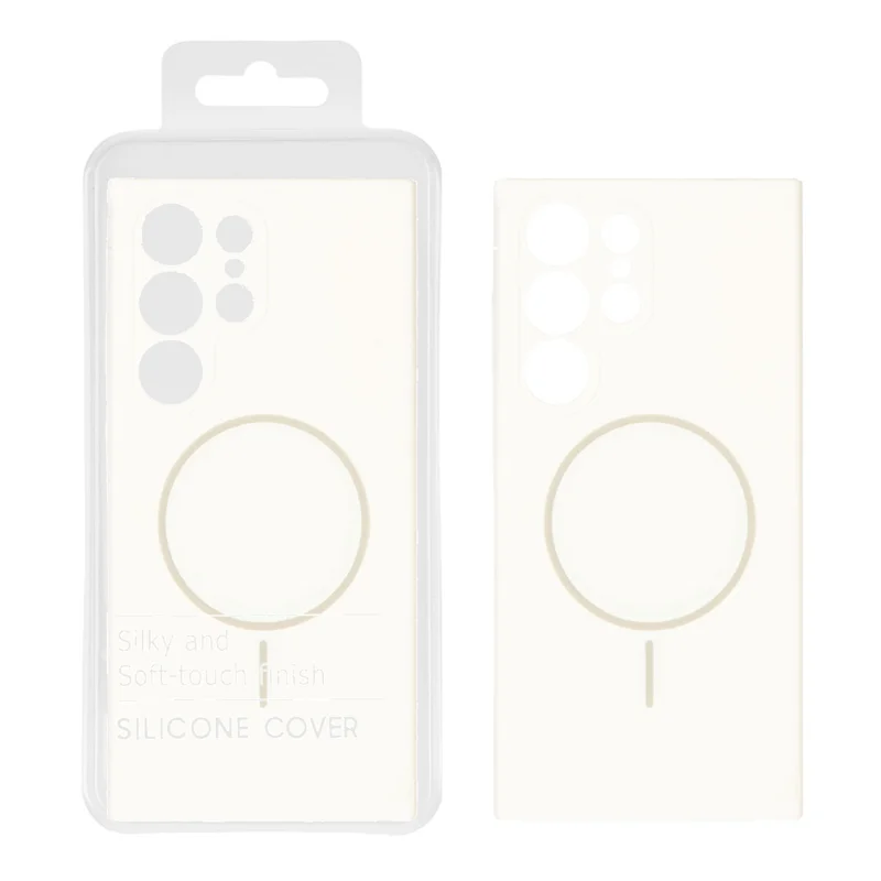 قاب سیلیکونی پاک کنی اورجینال Magsafe مدل Samsung Galaxy S23 Ultra - سفید (پک دار)