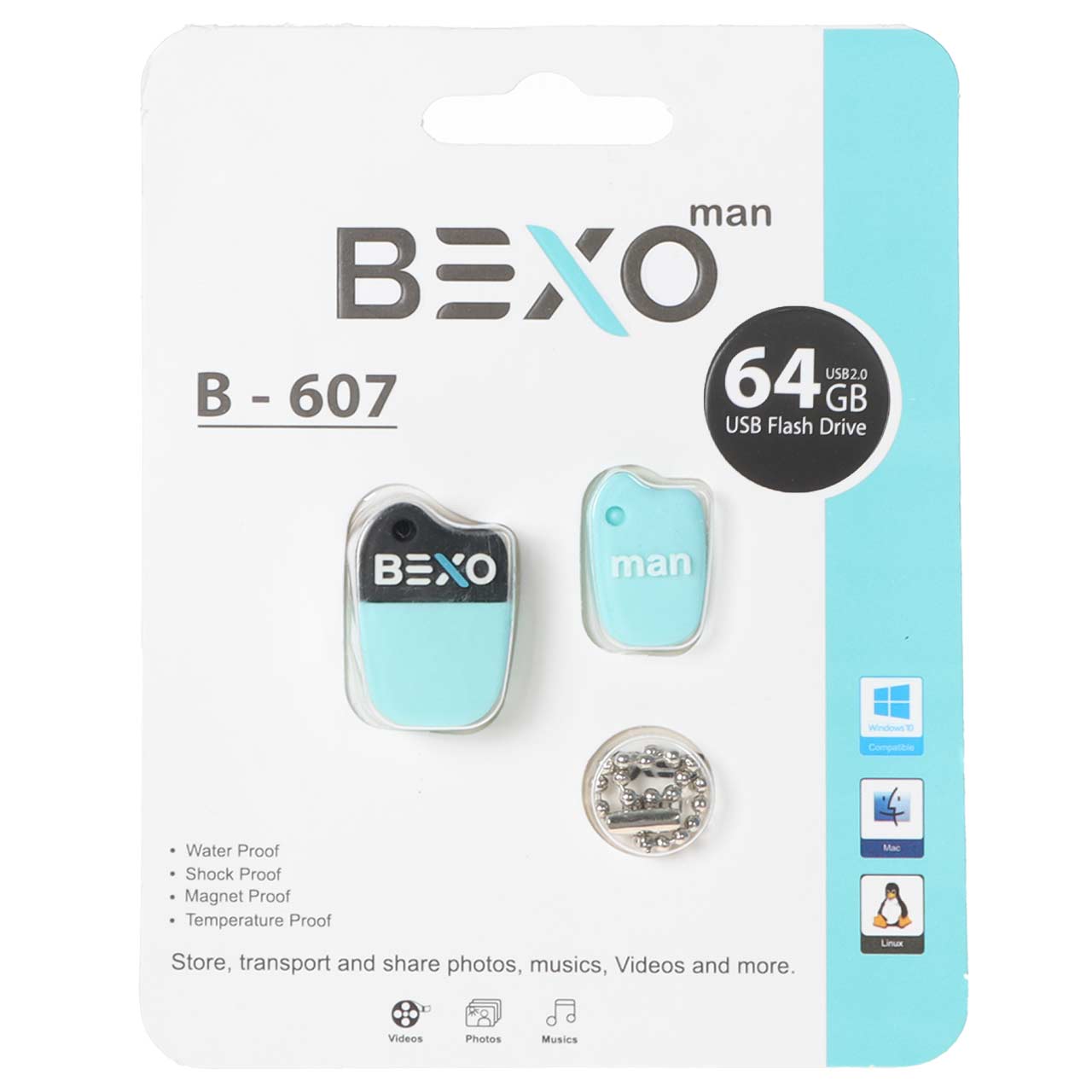 BEXO B-607 USB2.0 Flash Memory-64GB (گارانتی داده پردازی آواتک) آبی روشن