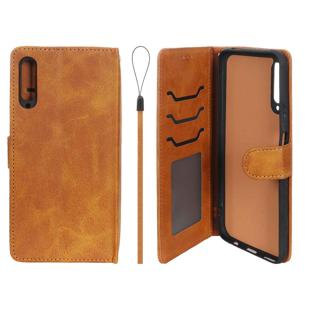 کیف موبایل مگنتی درجه یک داخل خز MNC Plus مدل Huawei Y9s / 9X Pro / Y9s New - عسلی