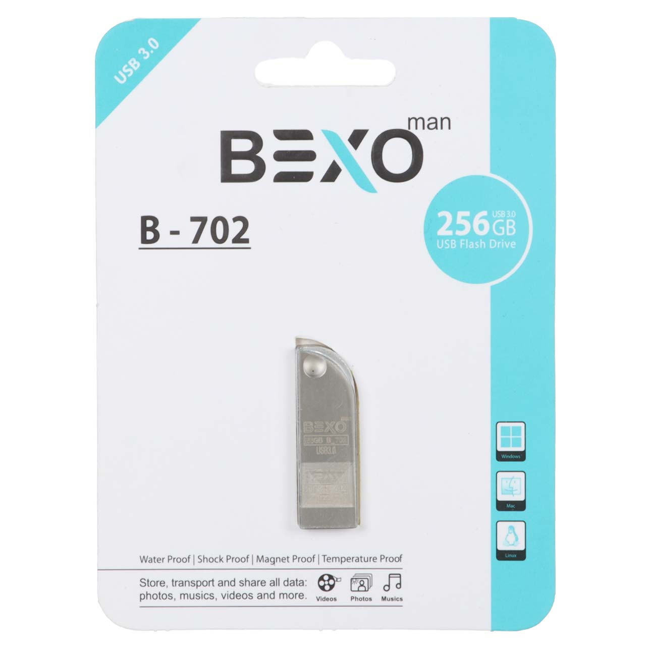 BEXO B-702 USB3.0 Flash Memory - 256GB (گارانتی داده پردازی آواتک) نقره ای