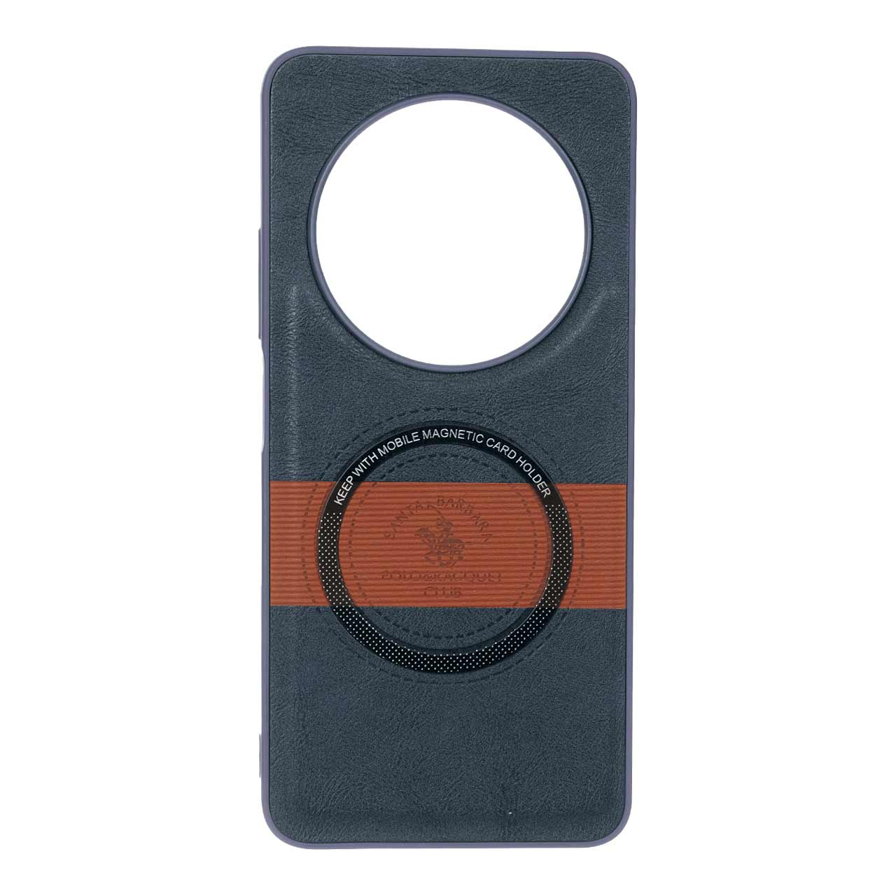 قاب طرح چرم Santa Barbara مگ سیف فلزی Xiaomi Redmi 14C / Redmi A4 / Poco C75 - سرمه ای