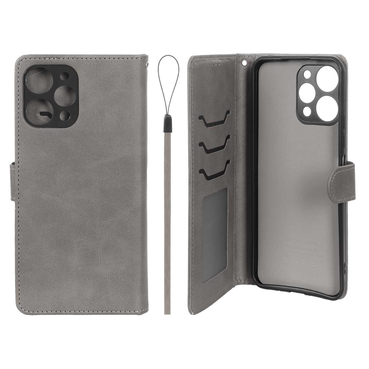 کیف موبایل مگنتی درجه یک داخل خز MNC Plus مدل Xiaomi Redmi 12 / Poco M6 Pro 5G - خاکستری