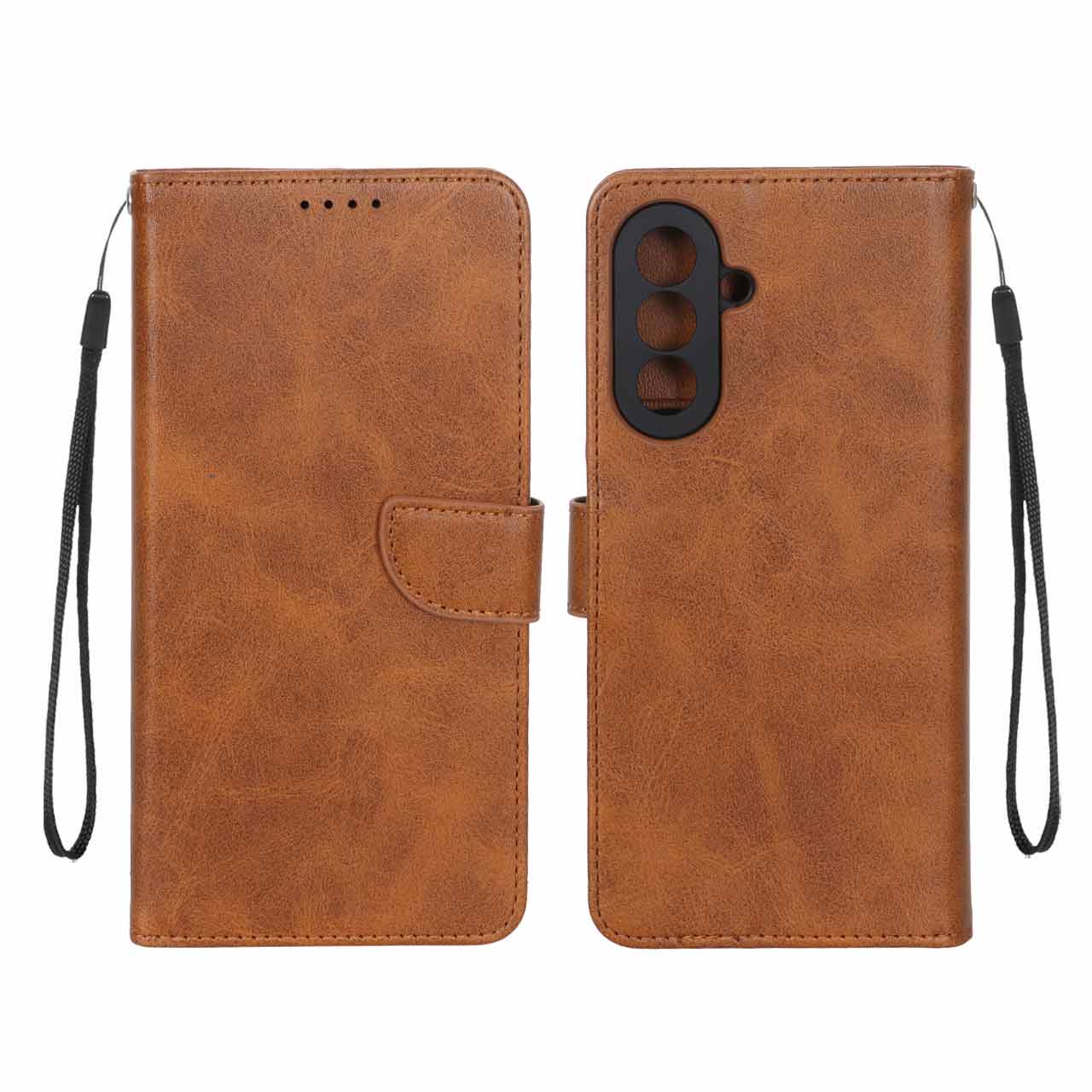 کیف چرمی موبایل مگنتی محافظ لنزدار Samsung Galaxy A17 / A26 - عسلی