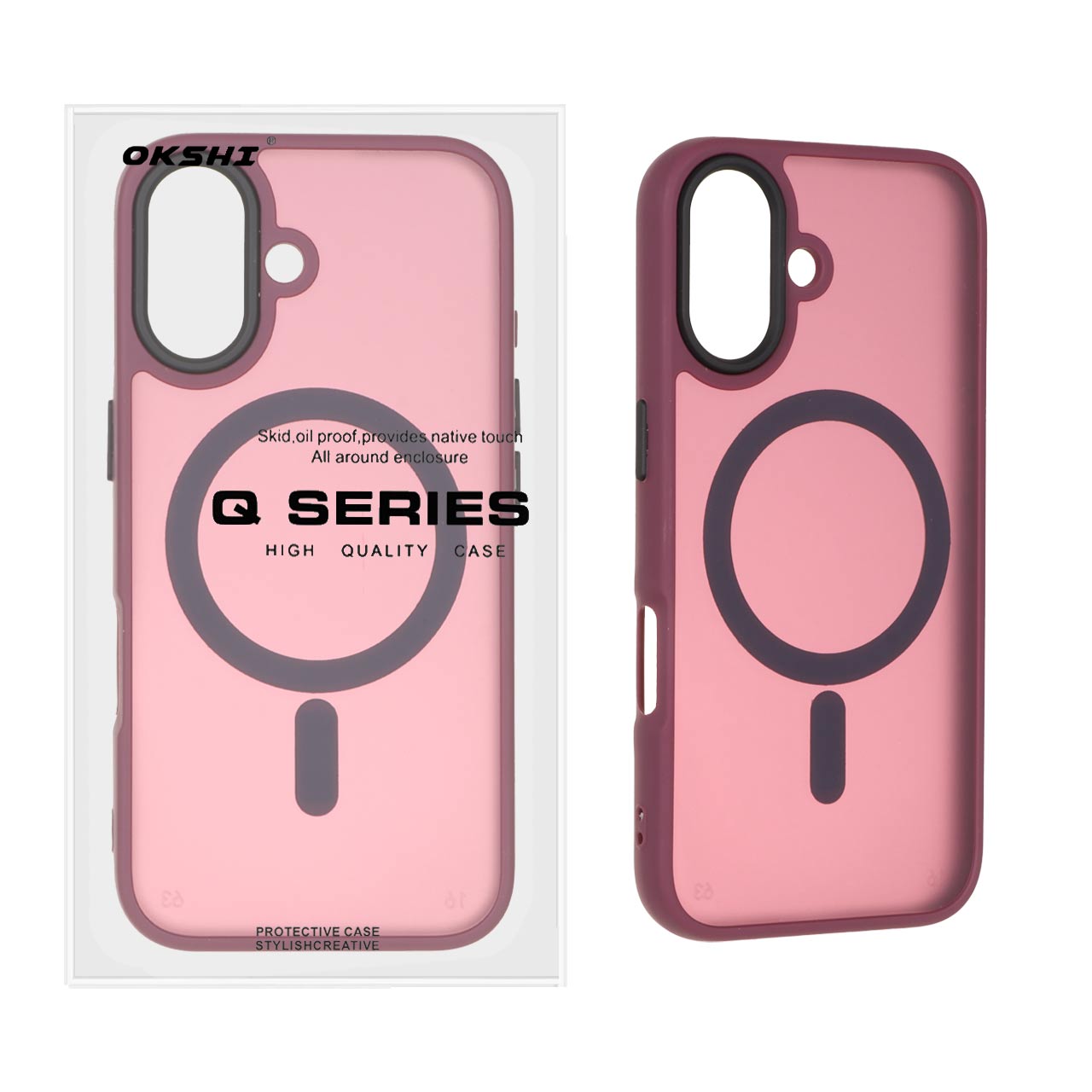 قاب اورجینال Magic Mask مات Magsafe بلک لنز Apple iPhone 16 - زرشکی (پک دار)