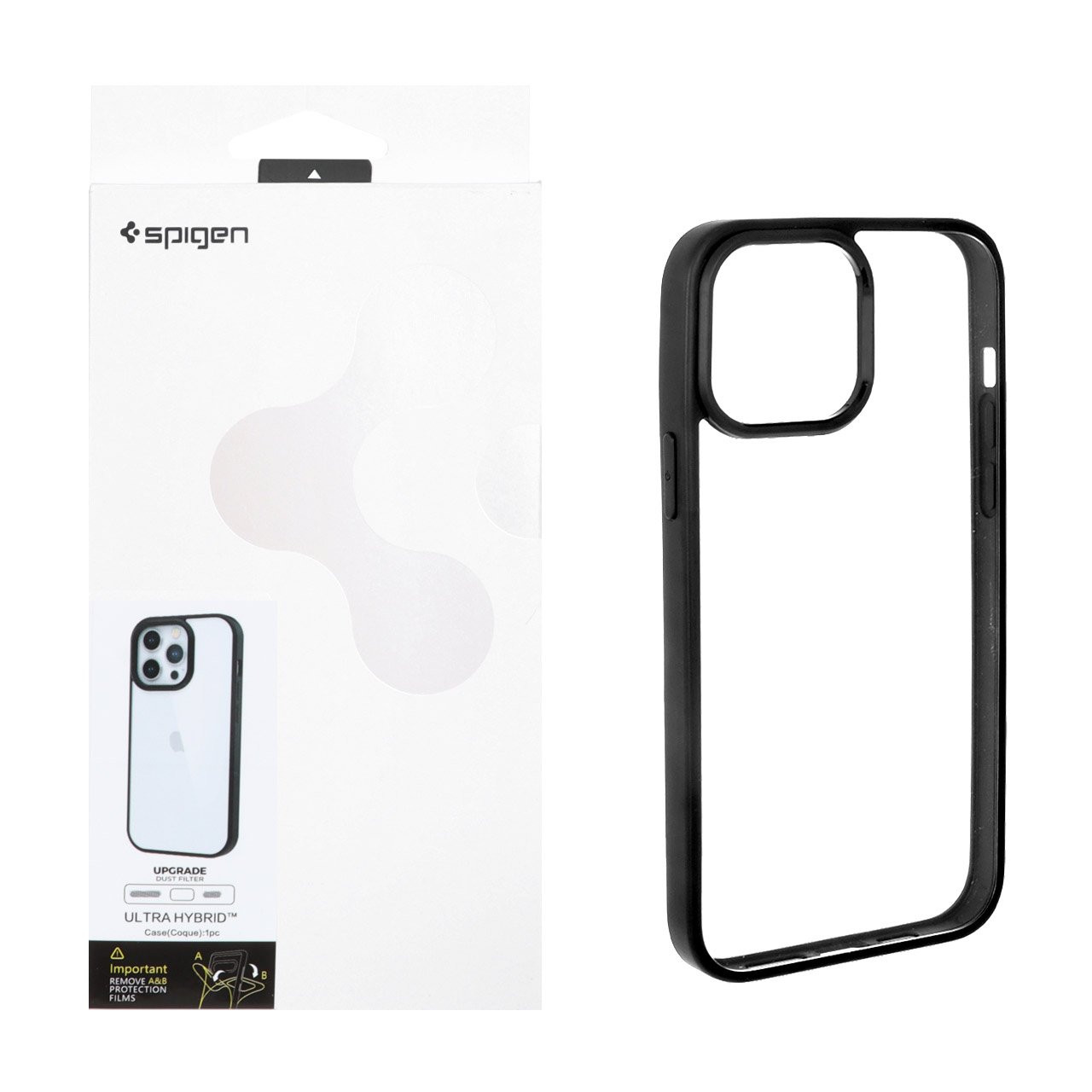 قاب اورجینال Spigen با توری اسپیکر فلزی Apple iPhone 13 Pro Max - شفاف مشکی (پک دار)