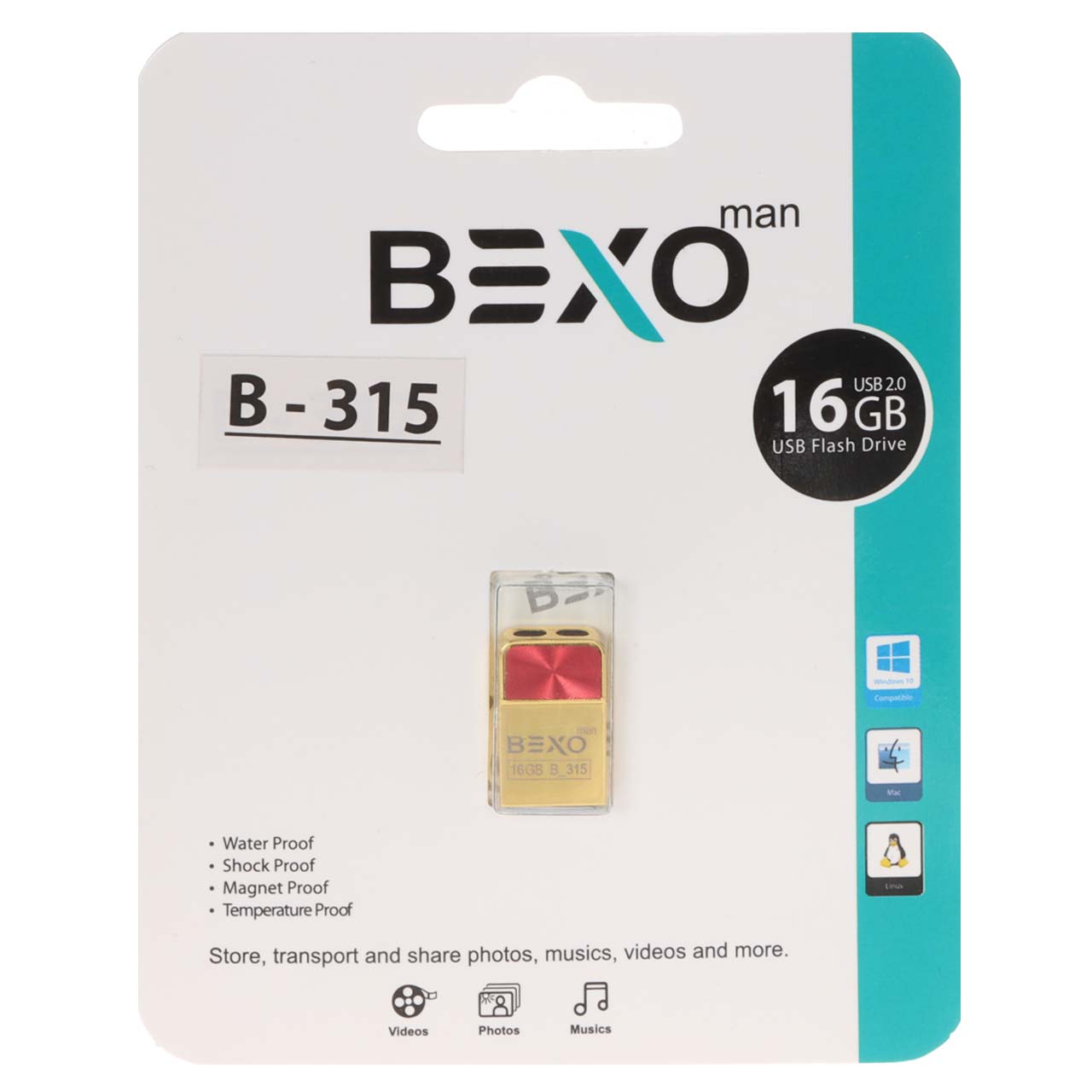 BEXO B-315 USB2.0 Flash Memory - 16GB (گارانتی داده پردازی آواتک) طلایی