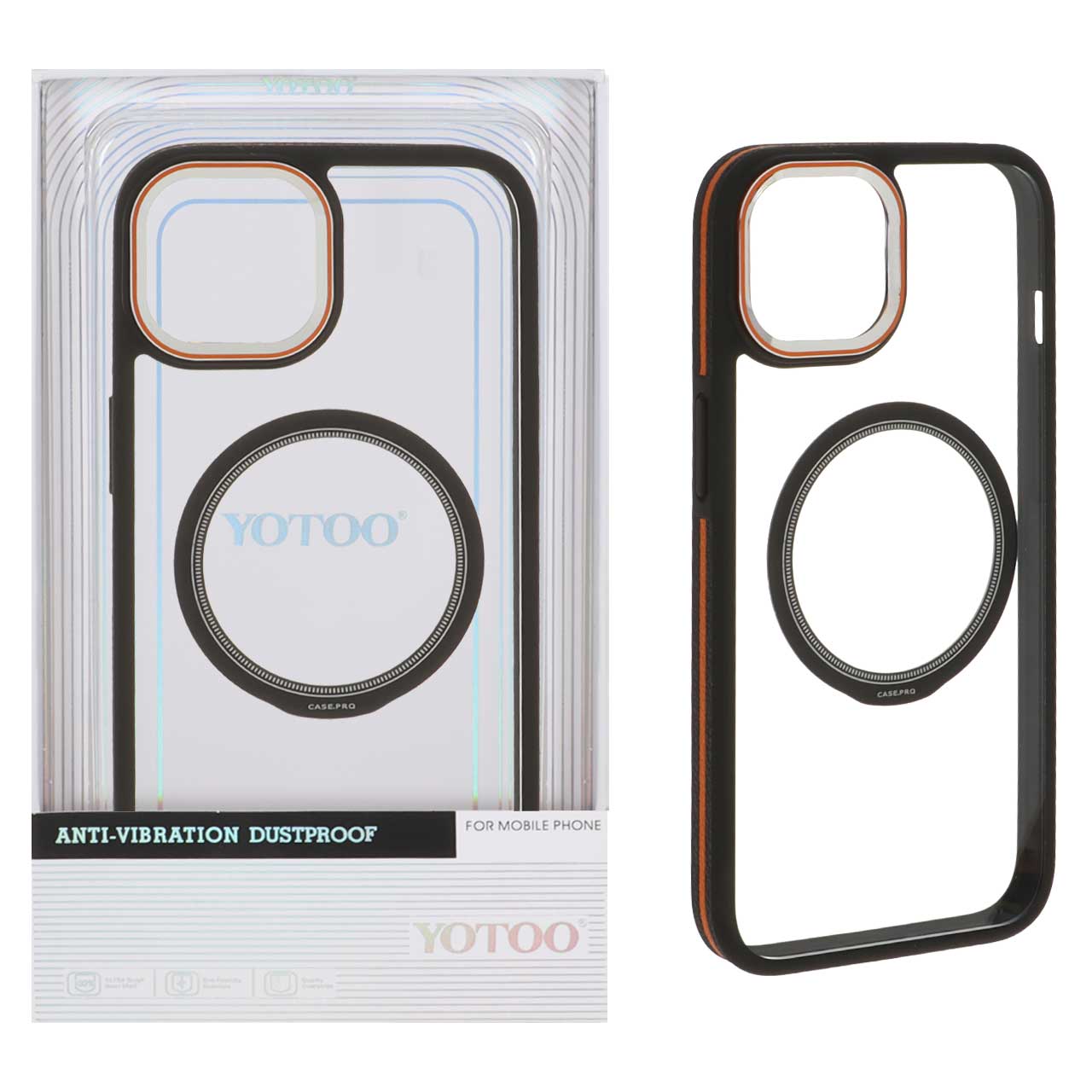 قاب اورجینال Yotoo شفاف MagSafe لنز فلزی Apple iPhone 13 / iPhone 14 - مشکی (پک دار) - NTC