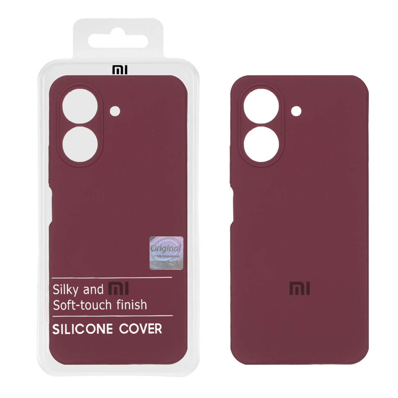 قاب سیلیکونی پاک کنی اورجینال Master Quality مدل Xiaomi Redmi 13C / Poco C65 - زرشکی (پک دار)