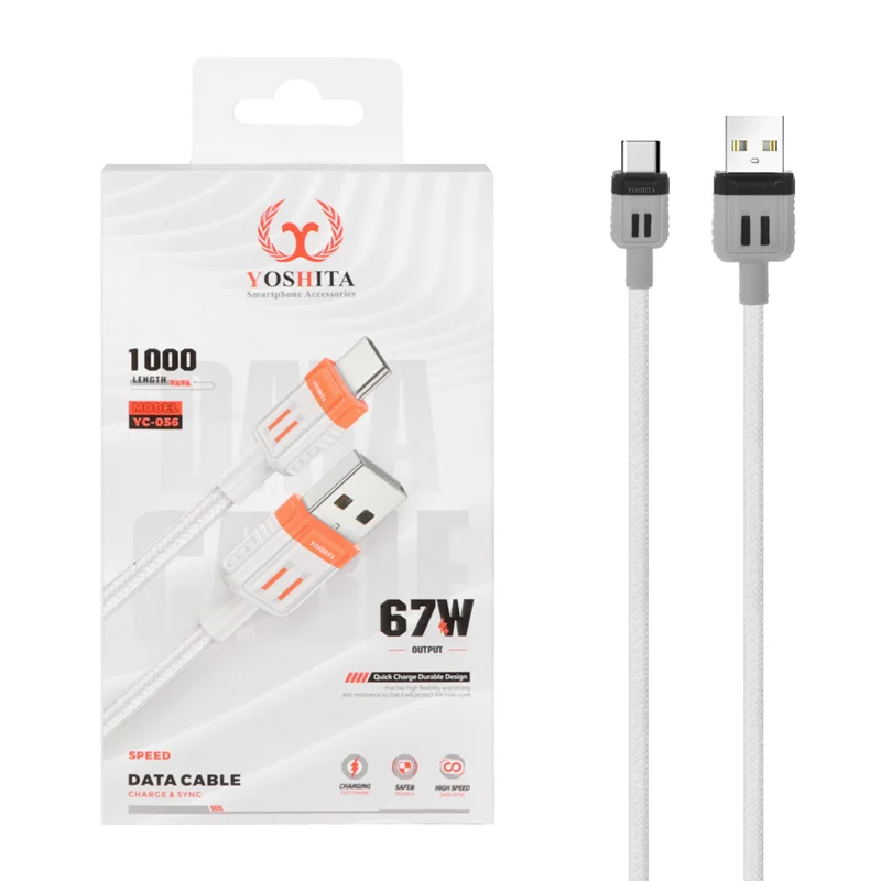 کابل شارژ فست Yoshita Type-C مدل YC-056 67W - سفید - MMS