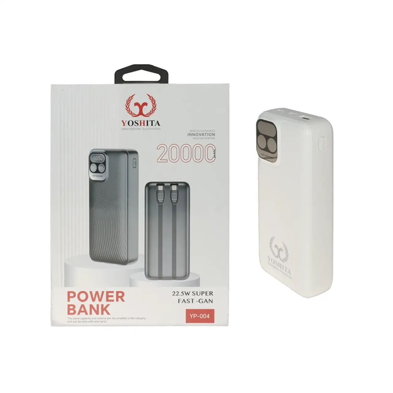 پاوربانک فست شارژ Yoshita 20000mAh مدل YP-004 22.5W - سفید - MMS (گارانتی شش ماهه YA)