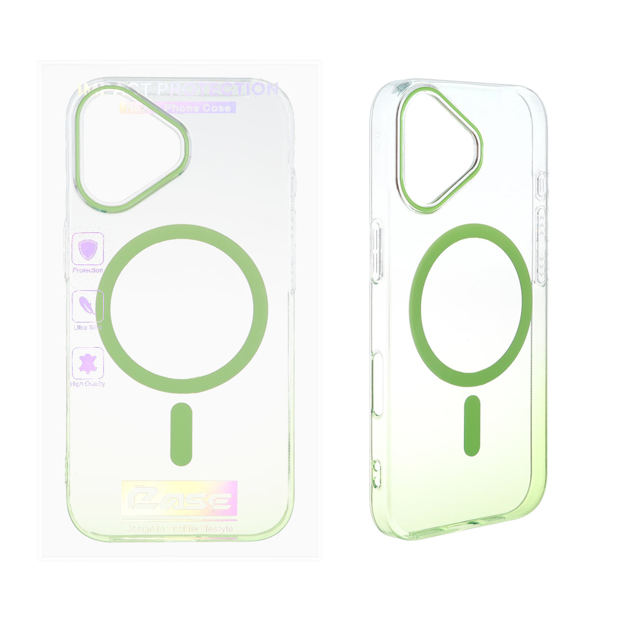 قاب اورجینال کریستالی دو رنگ Magsafe مدل Apple iPhone 17 - سبز (پک دار)