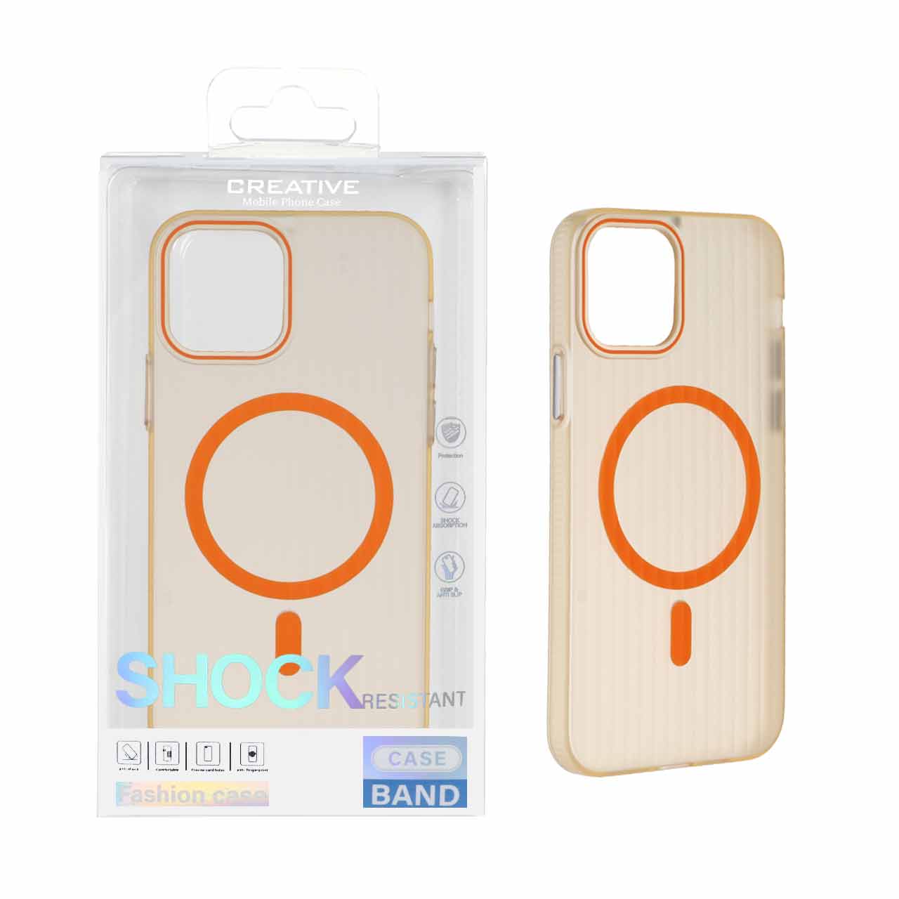 قاب اورجینال کرکره ای مات Magsafe مدل Apple iPhone 12 Pro / iPhone 12 - نارنجی (پک دار)