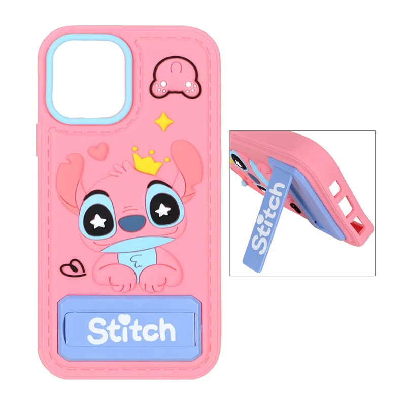 قاب سیلیکونی Stitch استندشو Apple iPhone 12 Pro / iPhone 12 - صورتی