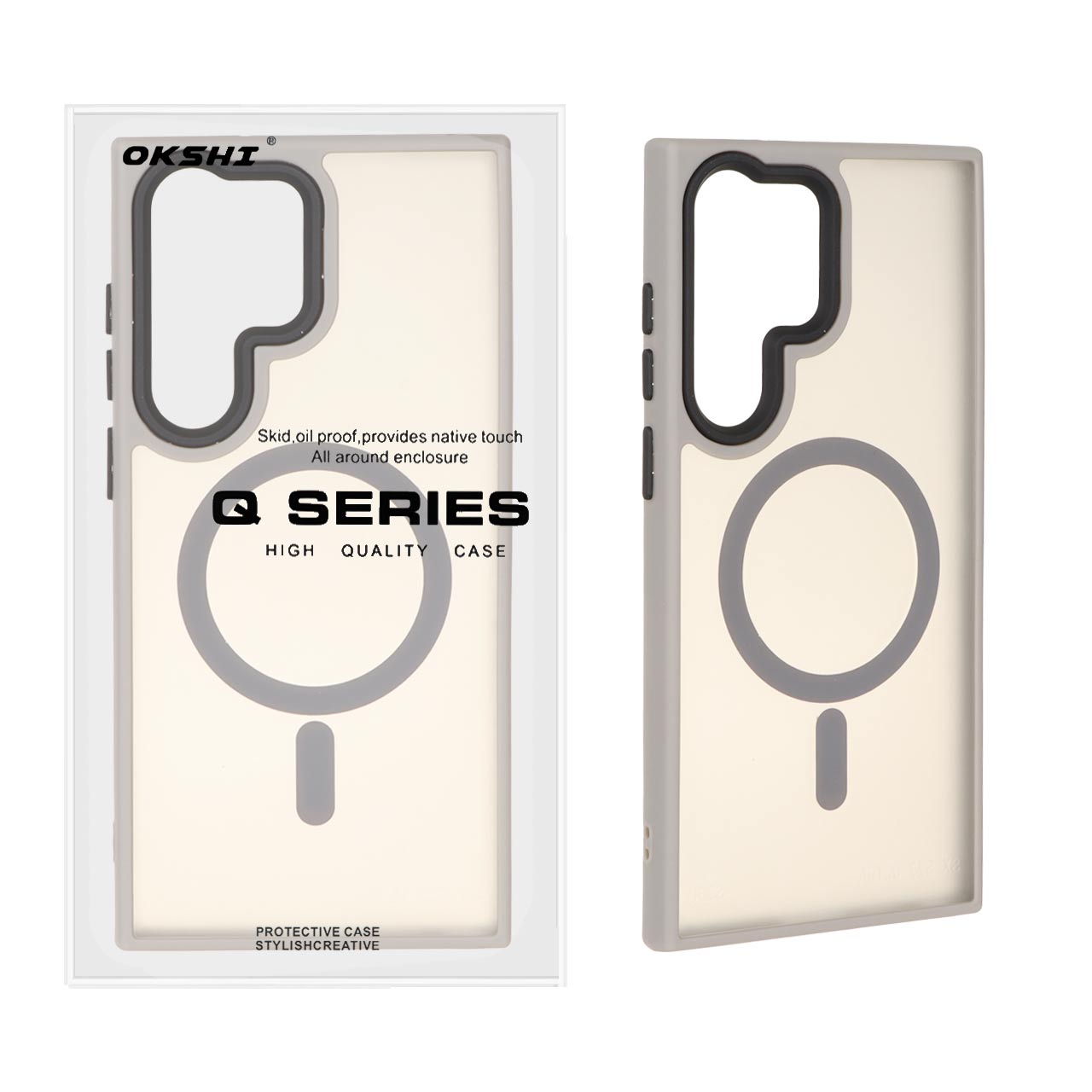 قاب اورجینال Magic Mask مات Magsafe بلک لنز Samsung Galaxy S23 Ultra - خاکستری (پک دار)