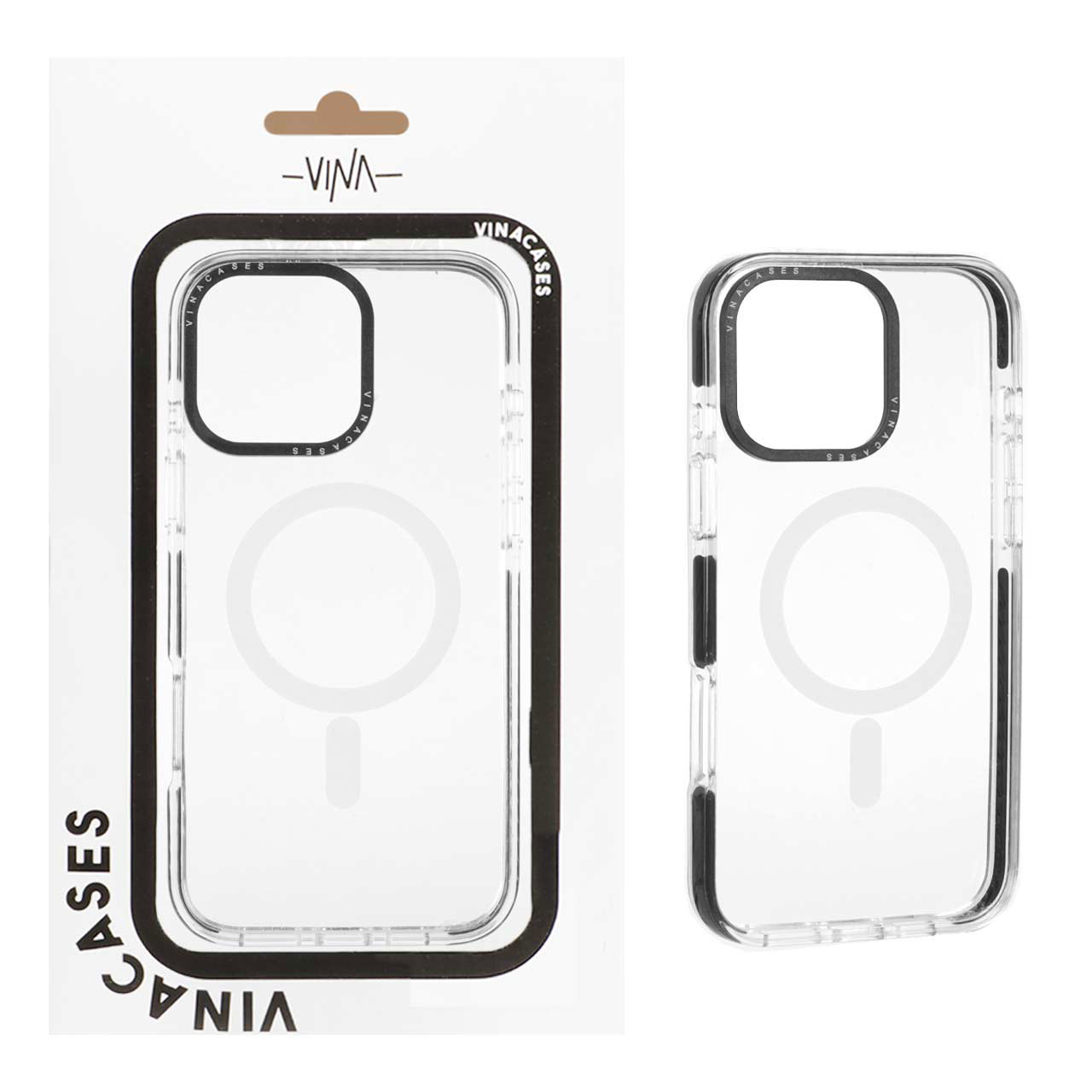 قاب اورجینال Vina شفاف Magsafe مدل Apple iPhone 16 Pro Max - مشکی (پک دار)