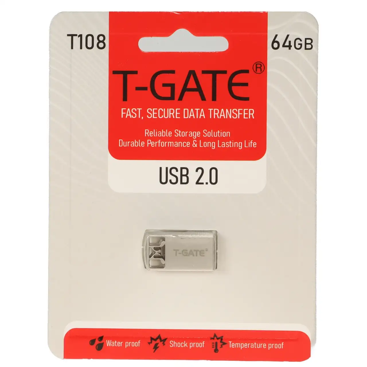 T-GATE T108 USB2.0 Flash Memory - 64GB - (گارانتی آسان سرویس) نقره ای