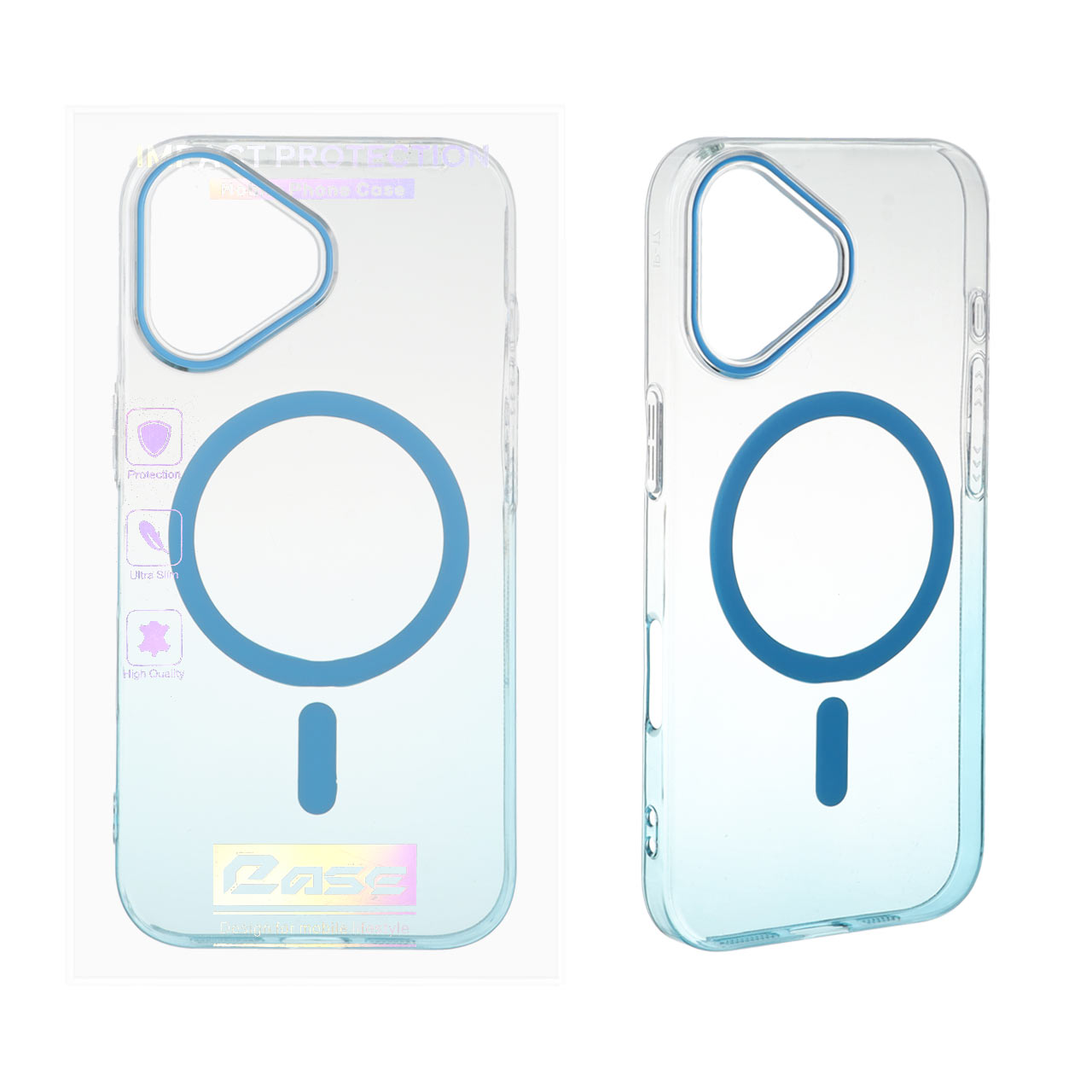 قاب اورجینال کریستالی دو رنگ Magsafe مدل Apple iPhone 17 - آبی (پک دار)