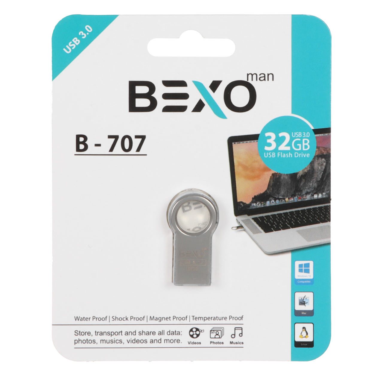 BEXO B-707 USB3.0 Flash Memory - 32GB (گارانتی داده پردازی آواتک) نقره ای