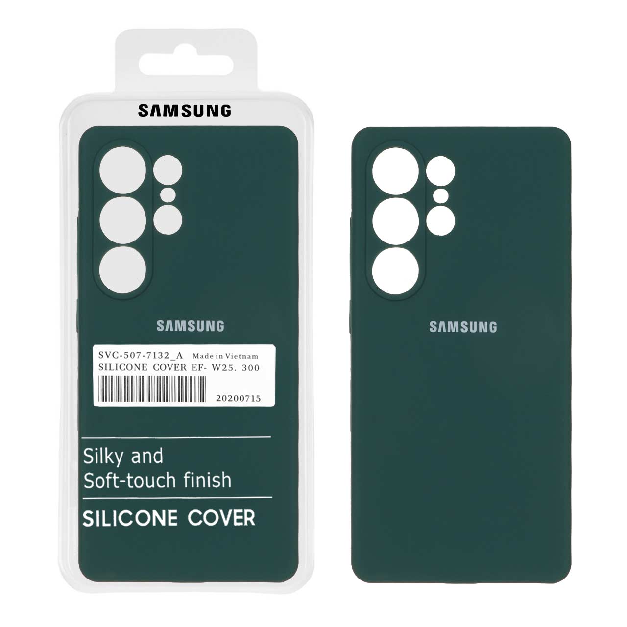 قاب سیلیکونی پاک کنی اورجینال درجه یک Samsung Galaxy S25 Ultra - سبز تیره (پک دار)
