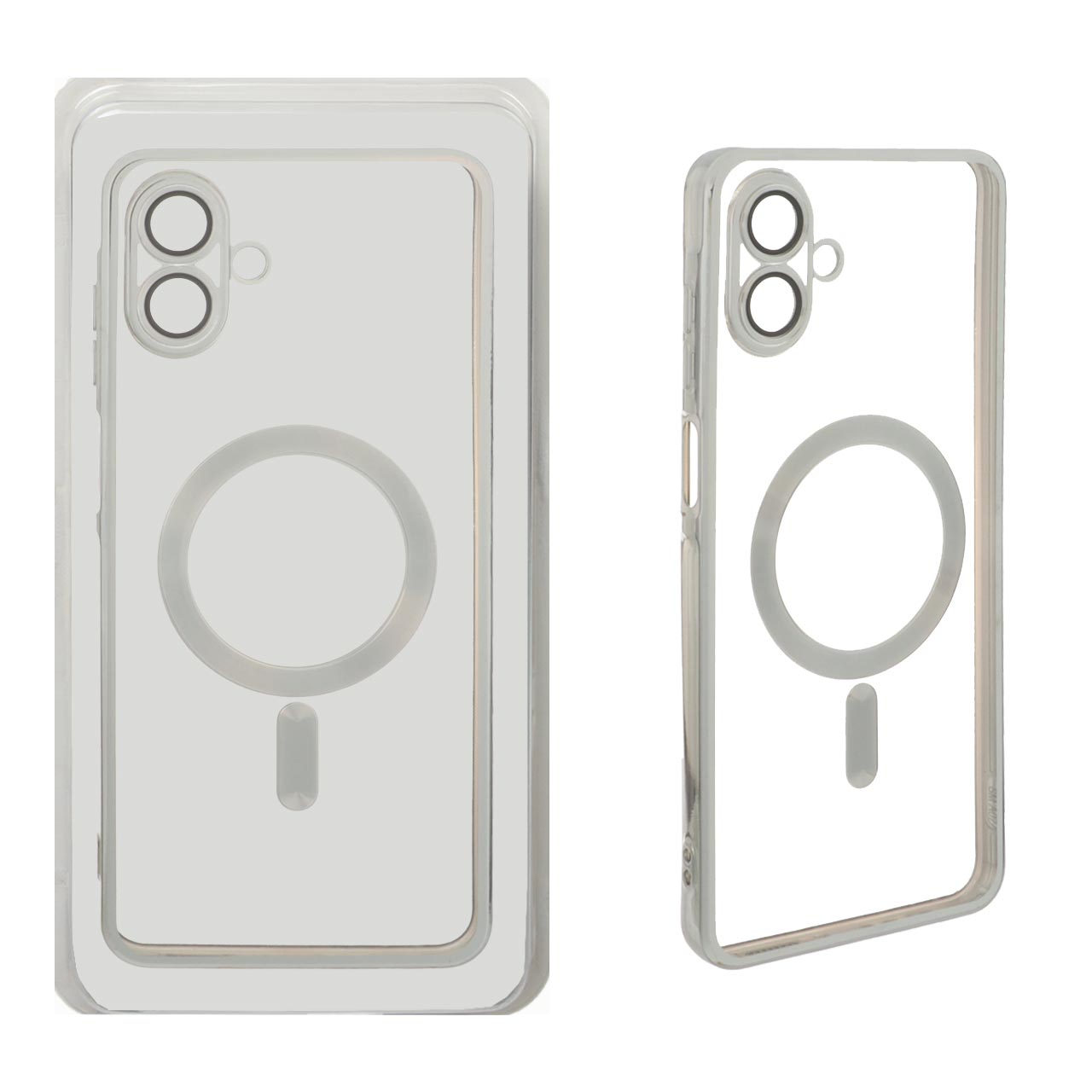 قاب اورجینال الکترواستاتیک Magsafe لنز گلس دار Samsung Galaxy A07 - نقره ای (پک دار) MPS