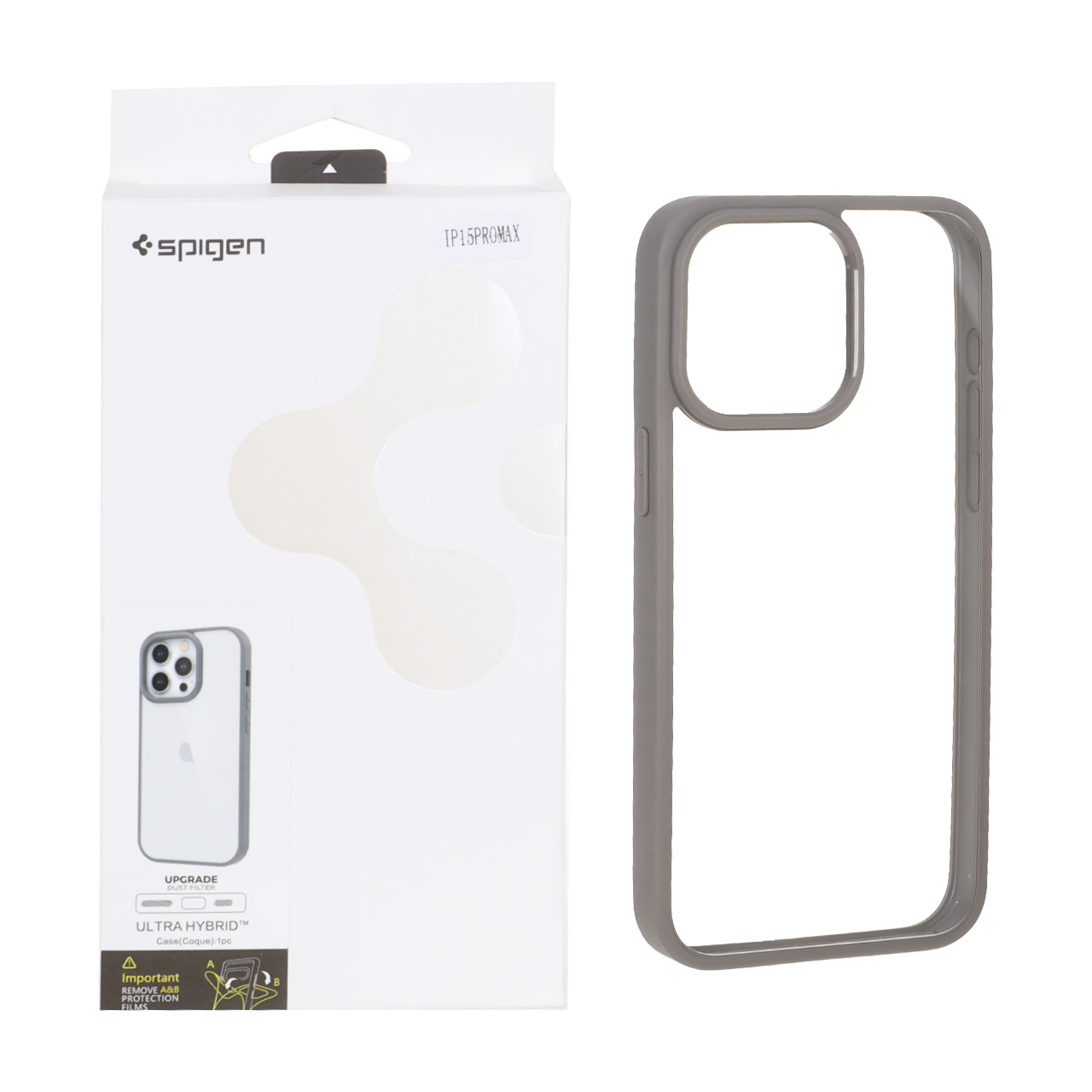 قاب اورجینال Spigen با توری اسپیکر فلزی Apple iPhone 15 Pro Max - طوسی (پک دار)