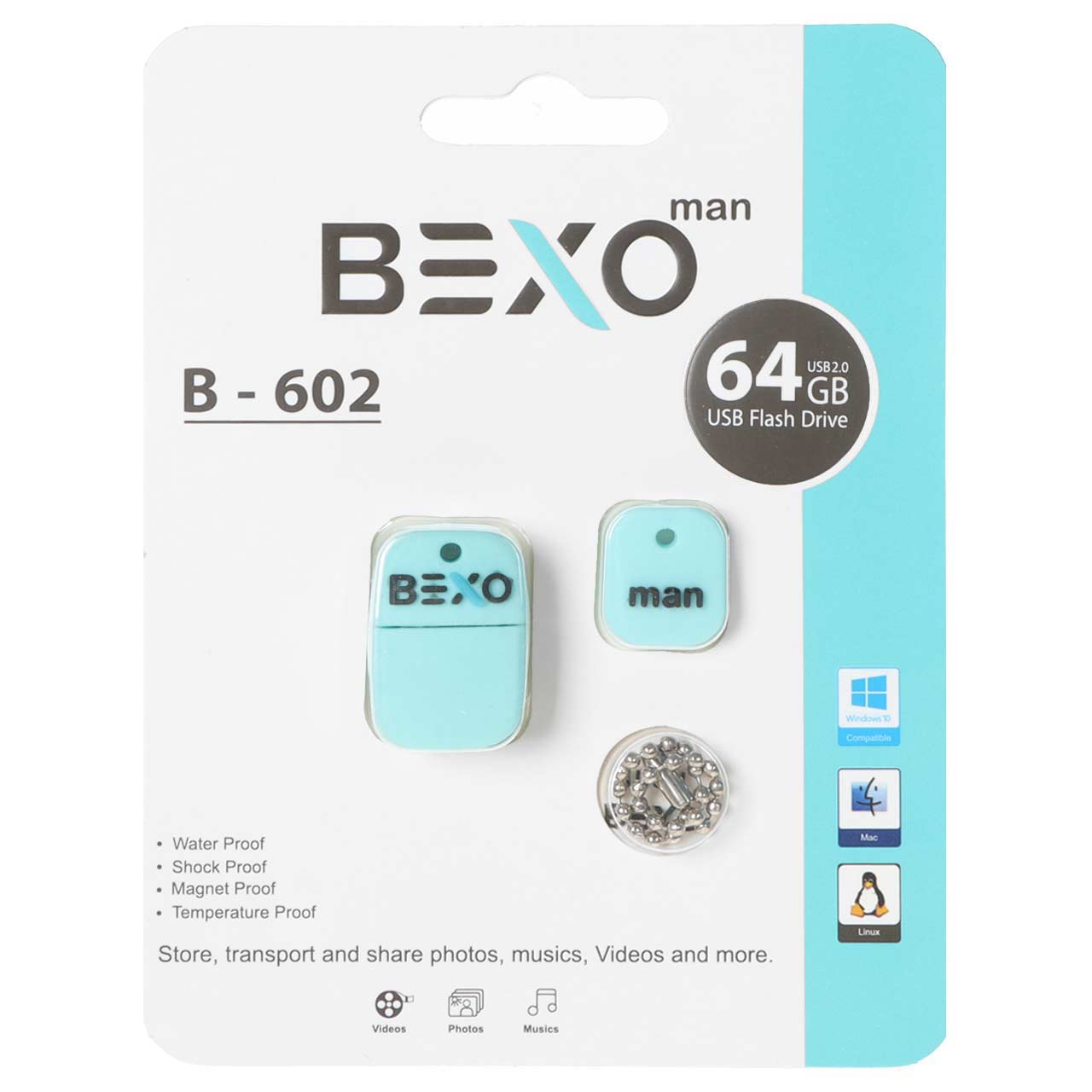 BEXO B-602 USB2.0 Flash Memory-64GB (گارانتی داده پردازی آواتک) آبی روشن