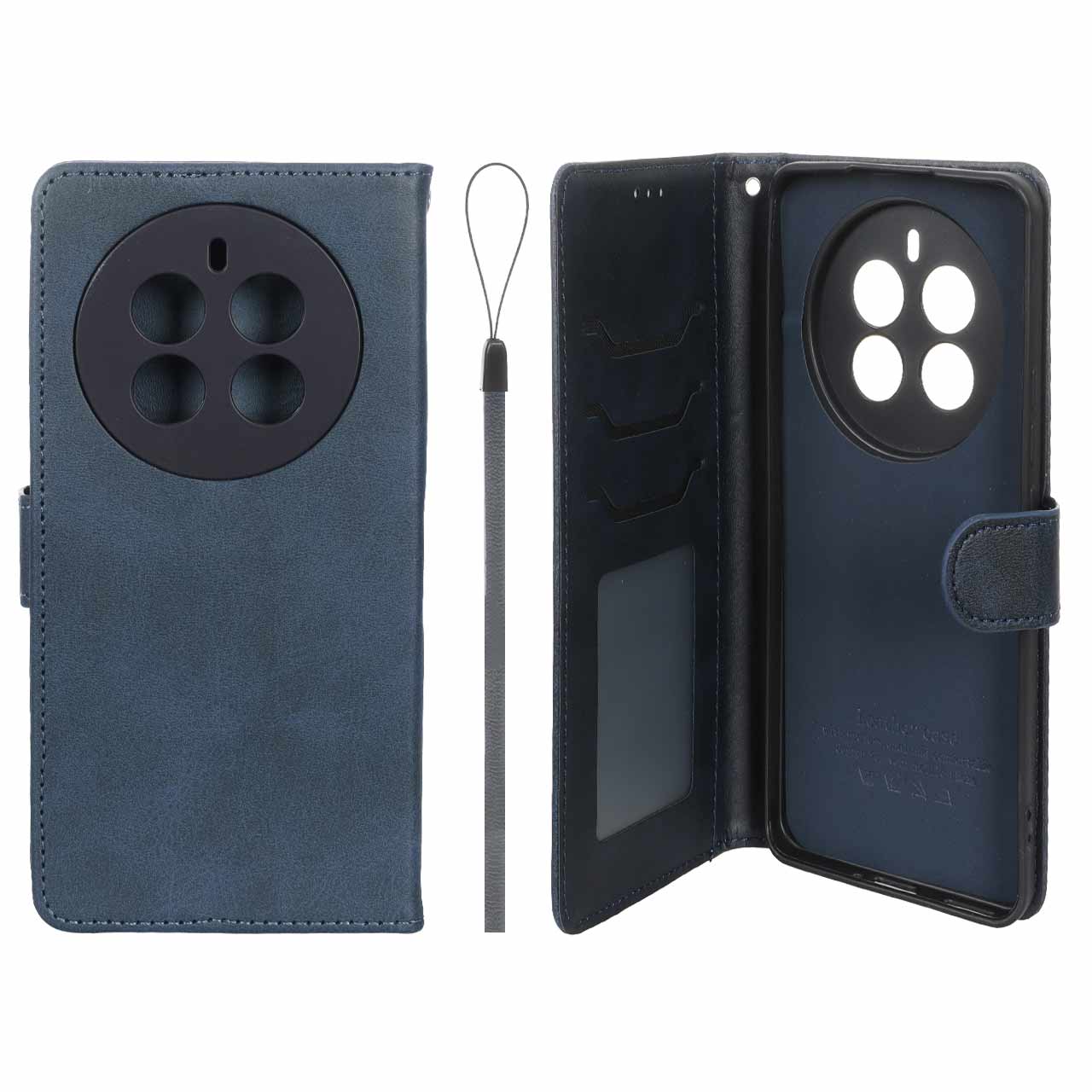 کیف موبایل مگنتی درجه یک داخل خز MNC Plus مدل Realme 12 Pro Plus - سرمه ای