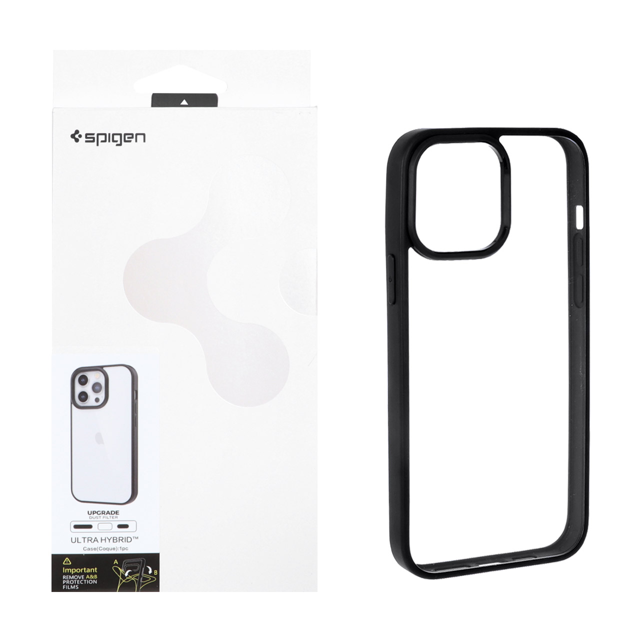 قاب اورجینال Spigen با توری اسپیکر فلزی Apple iPhone 16 Pro Max - شفاف مشکی (پک دار)