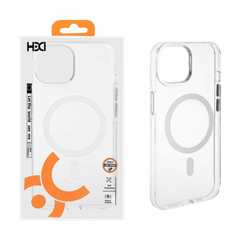 قاب اورجینال HDD شفاف کریستالی MagSafe مدل Apple iPhone 13 / iPhone 14 - سفید (پک دار)