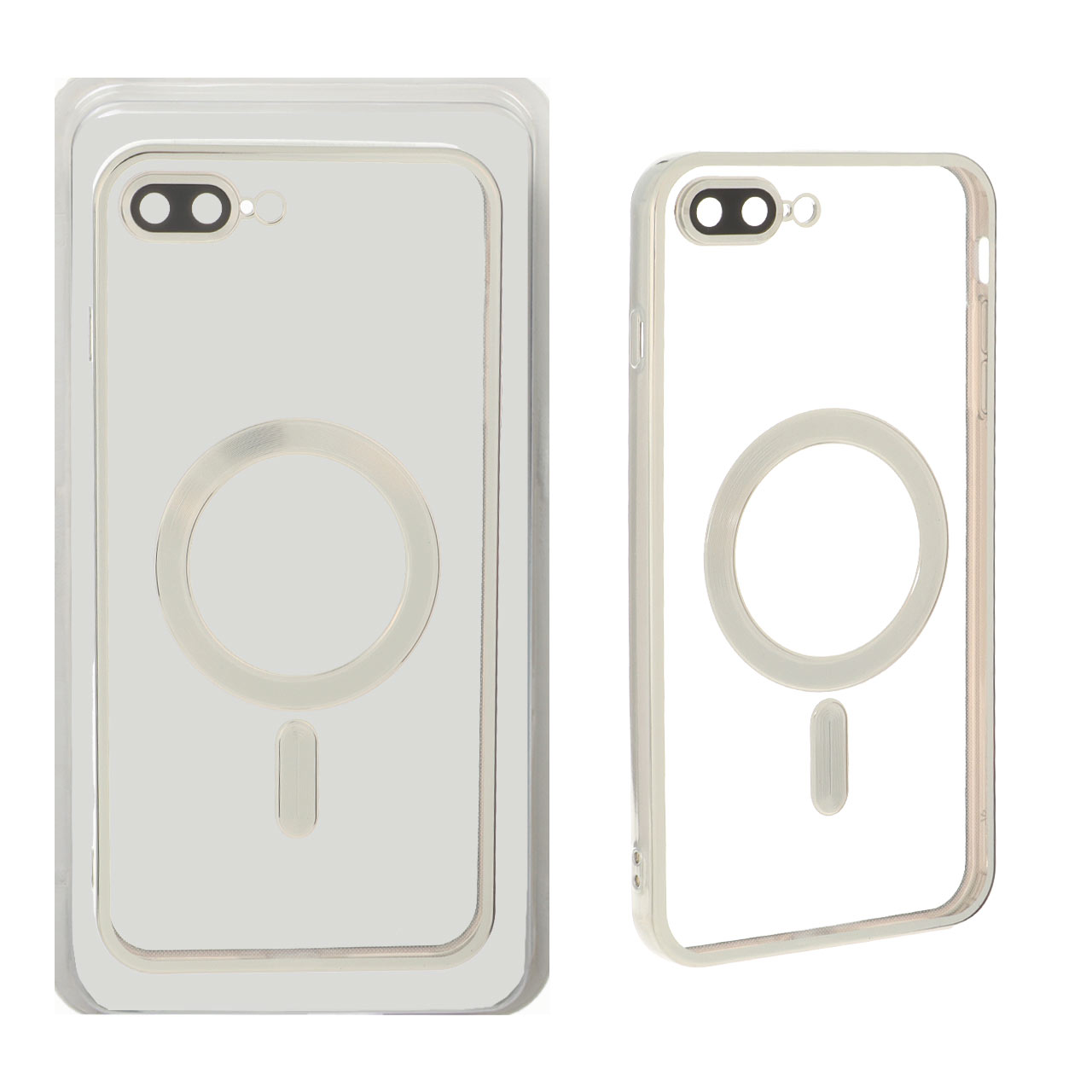 قاب اورجینال الکترواستاتیک Magsafe لنز گلس دار Apple iPhone 7 Plus / iPhone 8 Plus - نقره ای (پک دار)