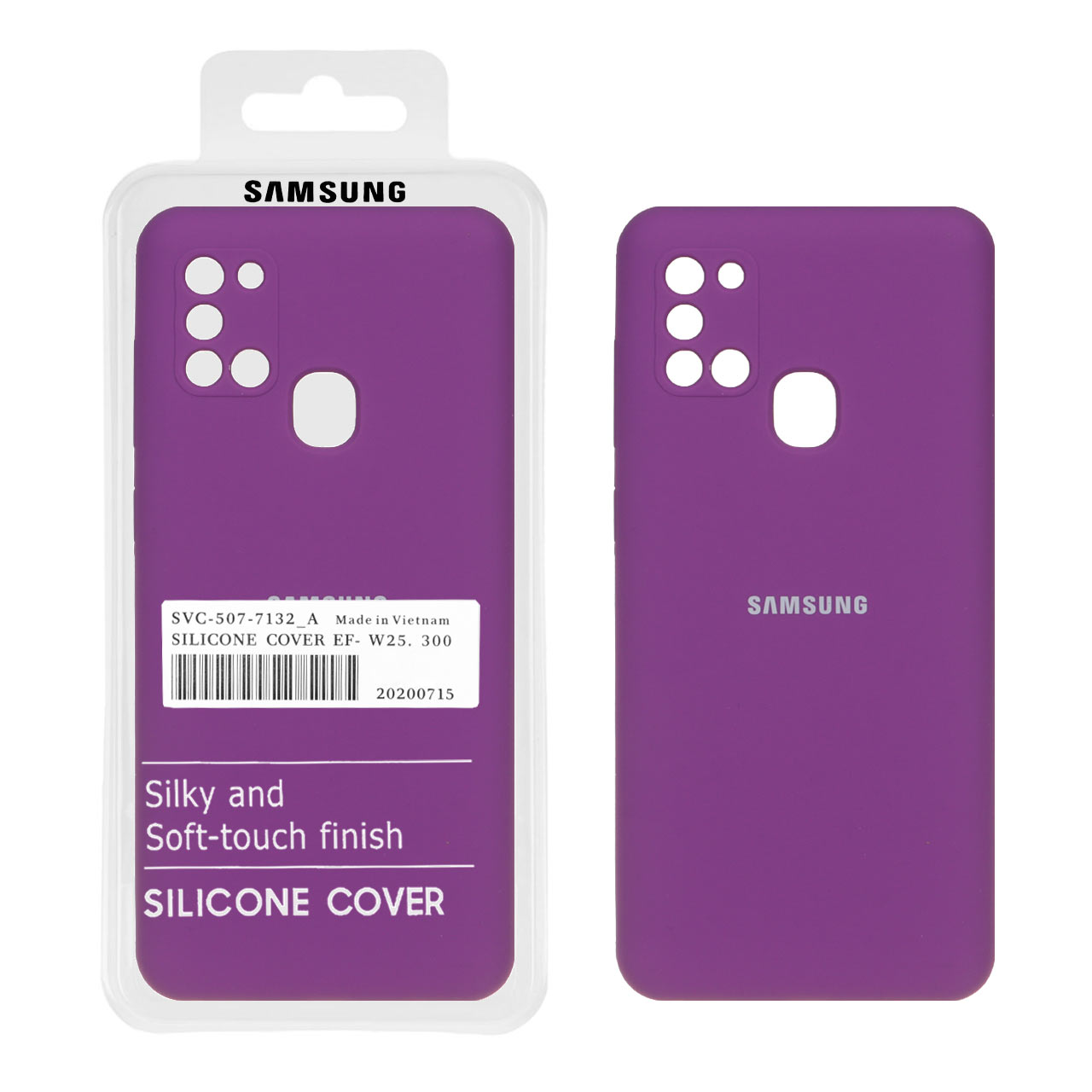 قاب سیلیکونی پاک کنی اورجینال درجه یک Samsung Galaxy A21s - ارغوانی (پک دار)