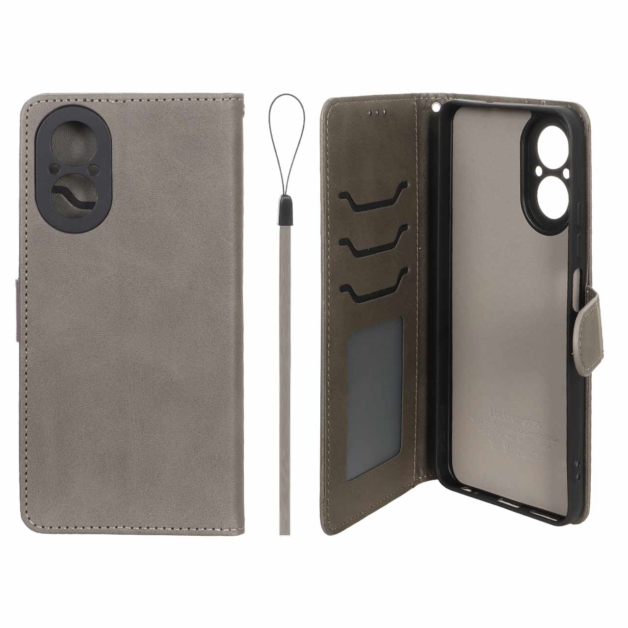 کیف موبایل مگنتی درجه یک داخل خز MNC Plus مدل Realme C67 4G - خاکستری