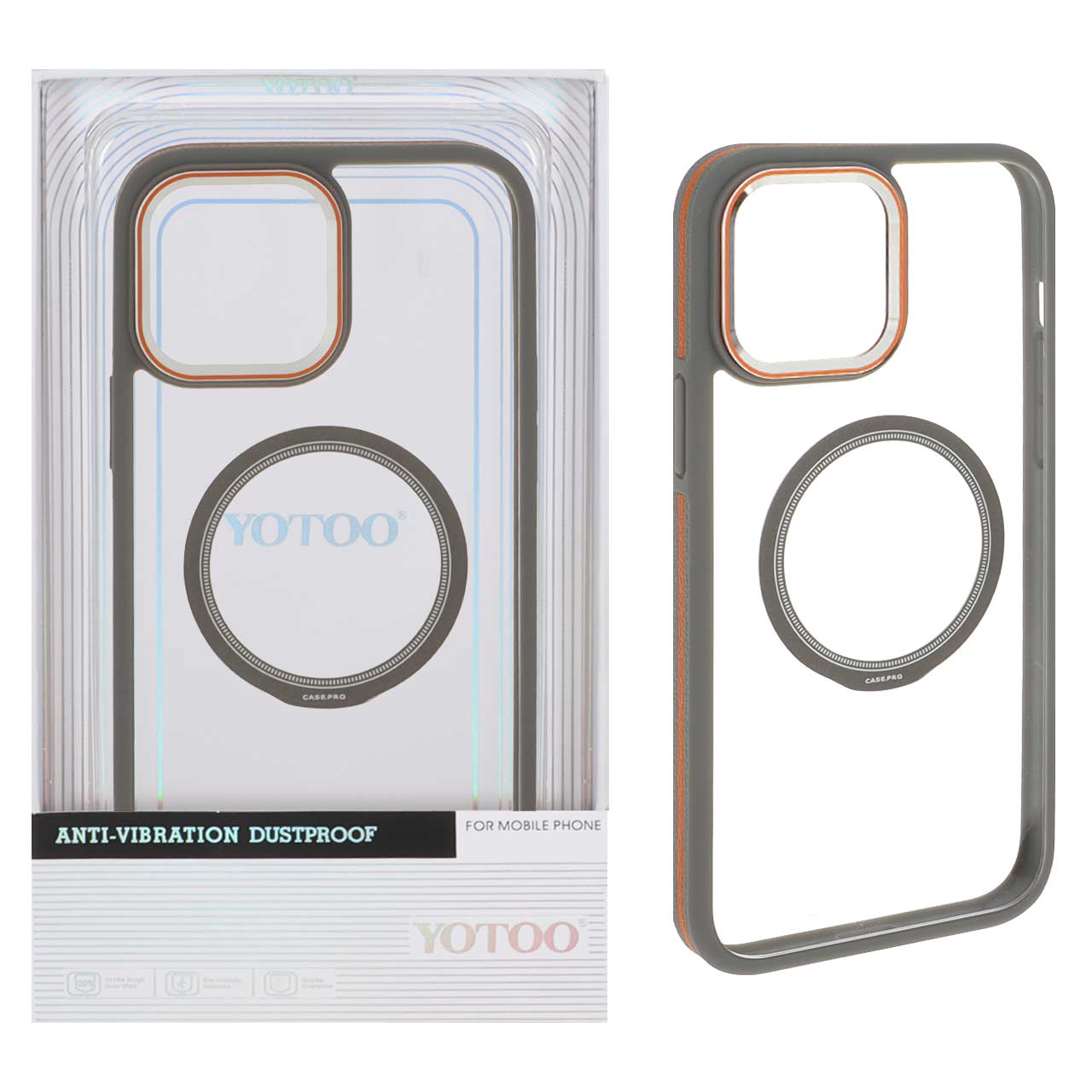 قاب اورجینال Yotoo شفاف MagSafe لنز فلزی Apple iPhone 13 Pro Max - خاکستری (پک دار) - NTC